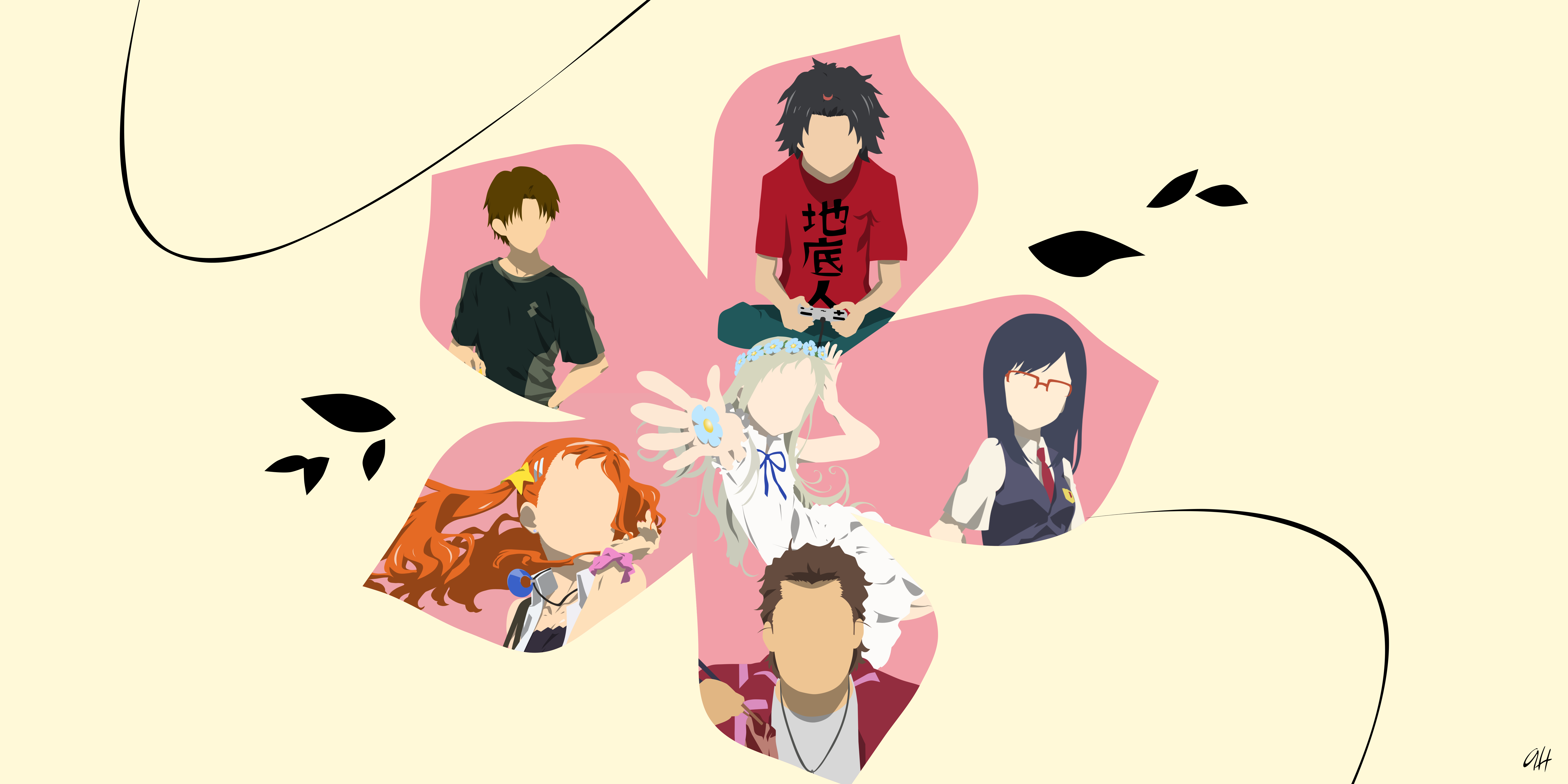 Anohana Atsumu Matsuyuki Chiriko Tsurumi Flower Jinta Yadomi Meiko Honma Minimalist Naruko Anjou Tet 8000x4000