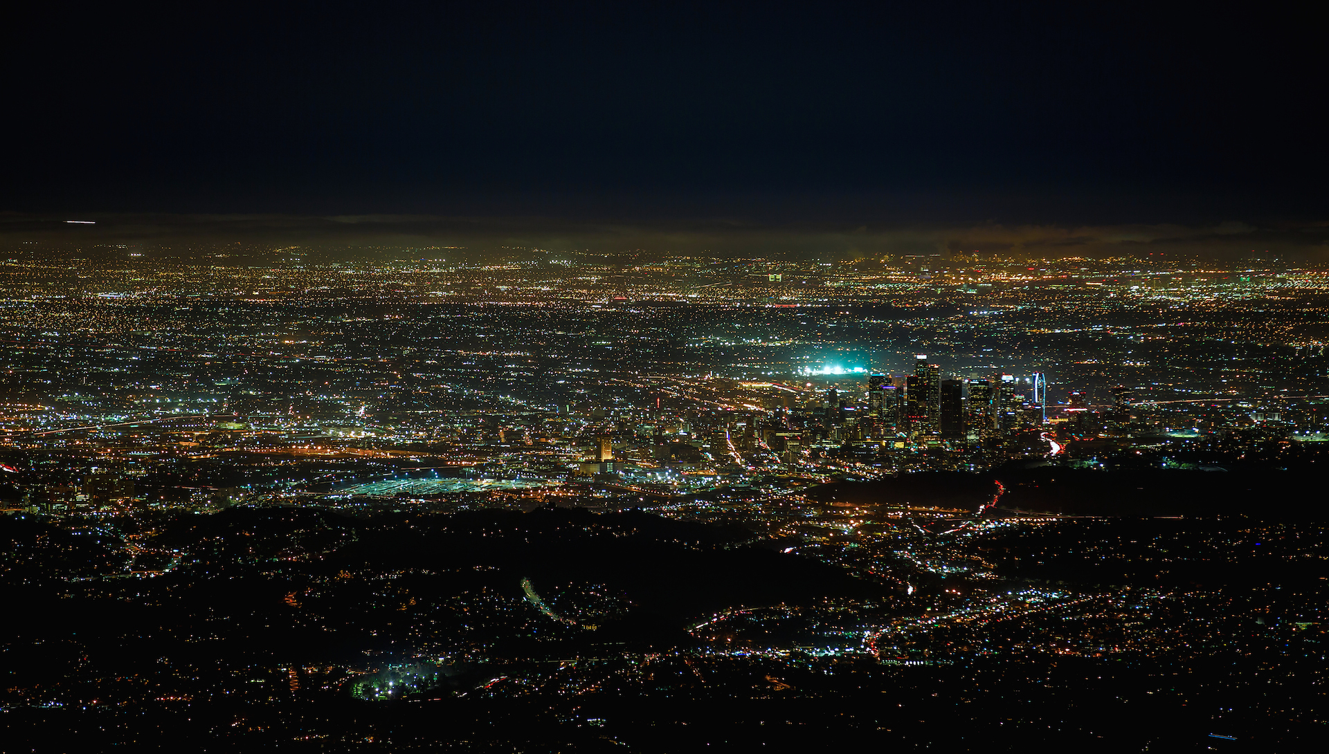 Aerial City Cityscape Horizon Light Los Angeles Night Usa 1920x1090
