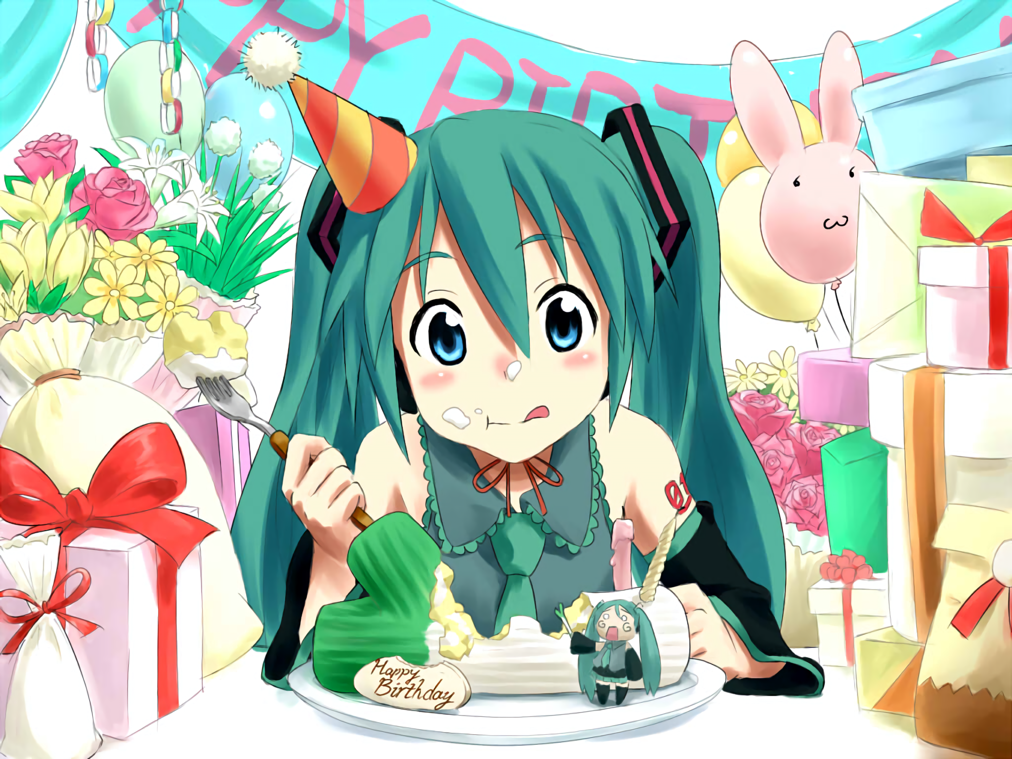 Birthday Hachune Miku Hatsune Miku Vocaloid 2048x1536