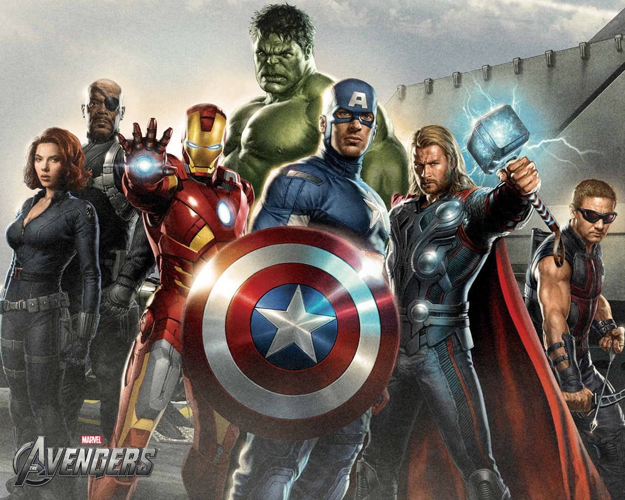 Avengers Black Widow Captain America Hawkeye Hulk Iron Man Nick Fury Thor 1280x1024