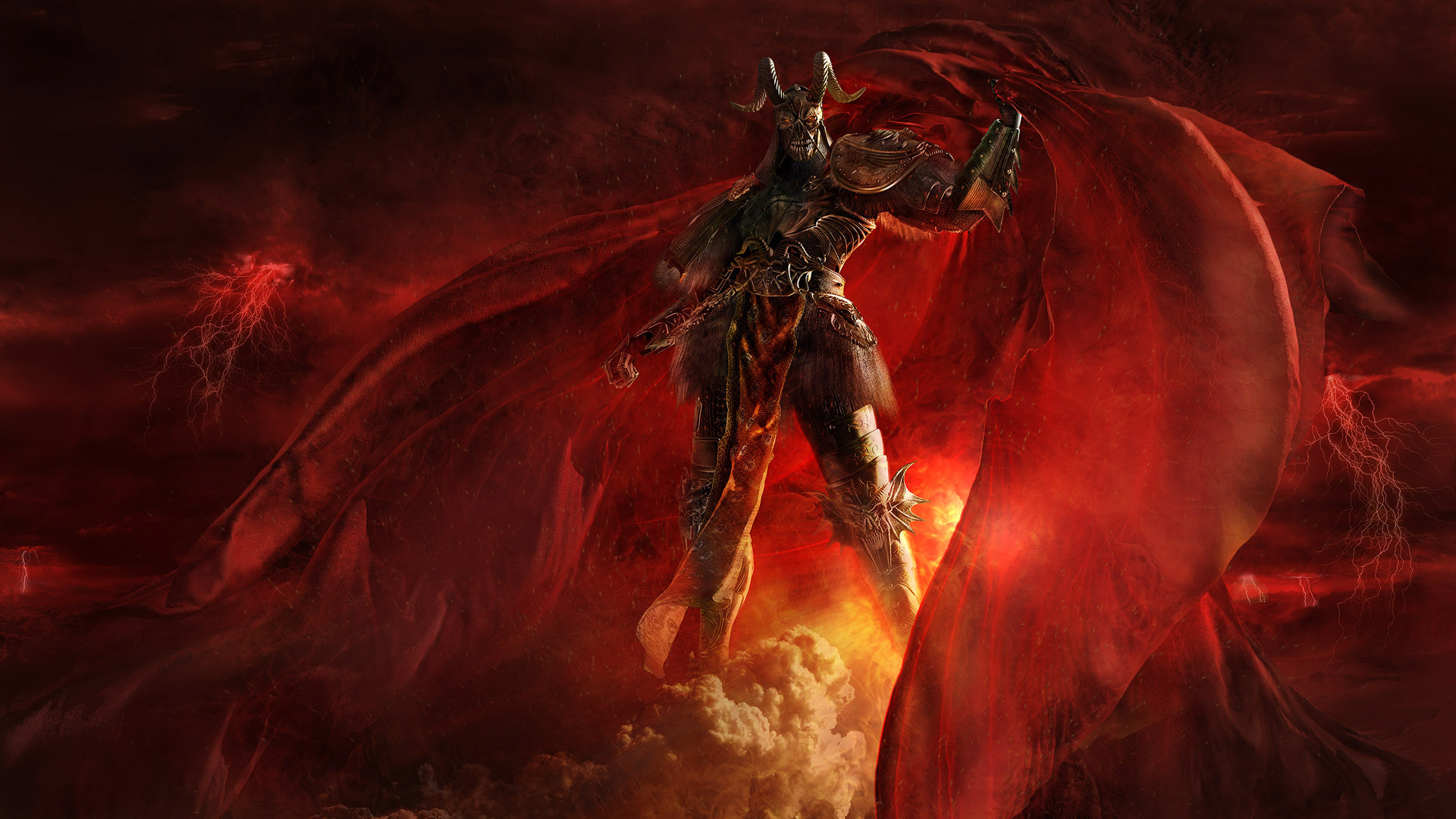 Artistic Demon Evil Fantasy Fire Hell Red Warhammer 1920x1080