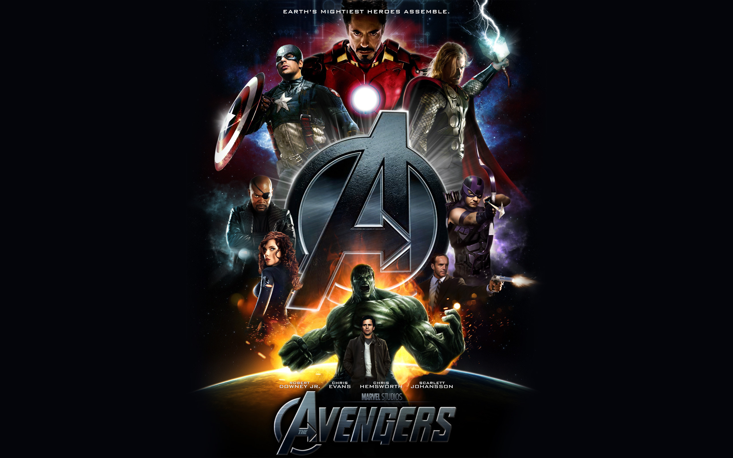 Avengers Black Widow Captain America Hawkeye Hulk Iron Man Nick Fury Thor 2560x1600