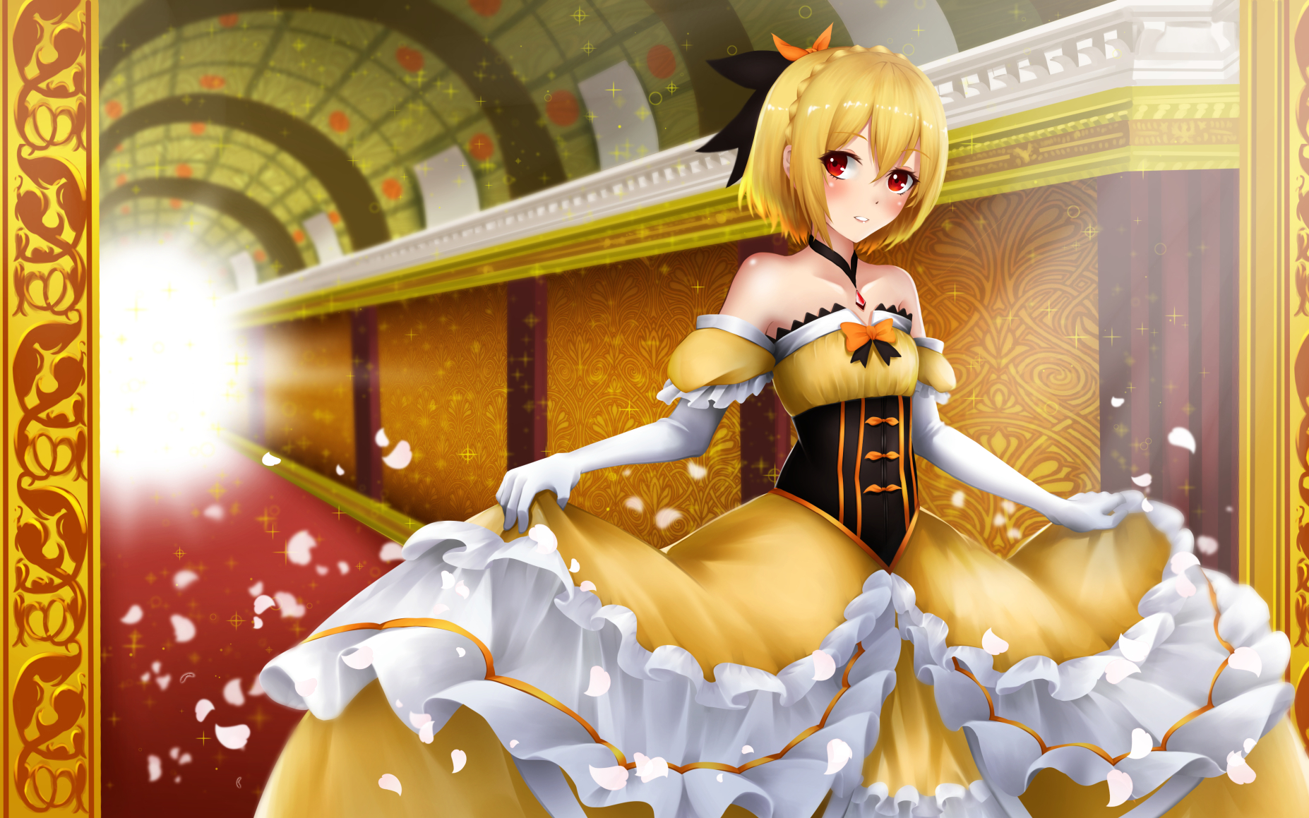 Blonde Blush Dress Felt Re Zero Girl Glove Re Zero Starting Life In Another World Red Eyes Smile Yel 1854x1159