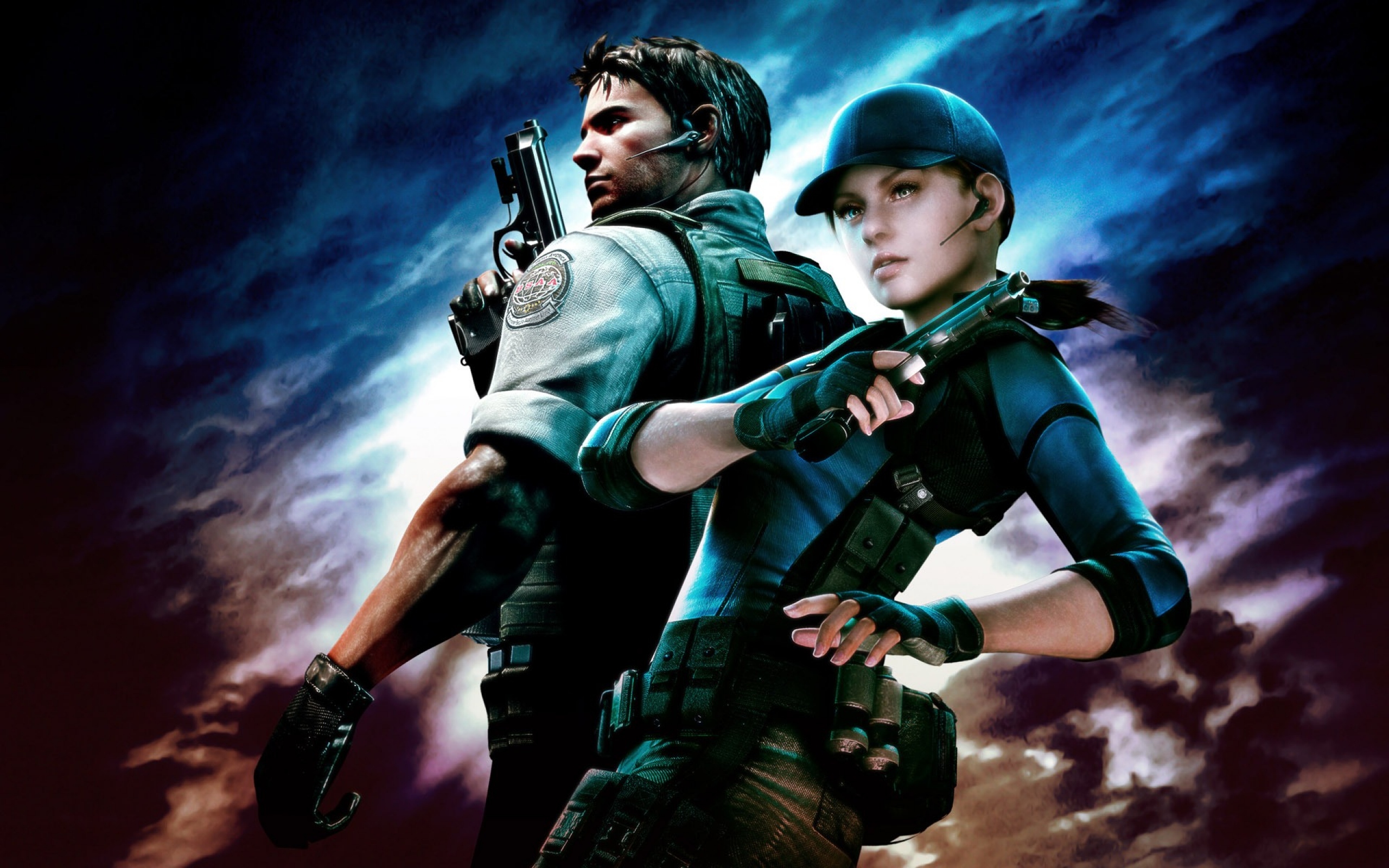 Chris Redfield Resident Evil 5 Jill Valentine Pistol Video Games Video Game Characters Resident Evil 2560x1600