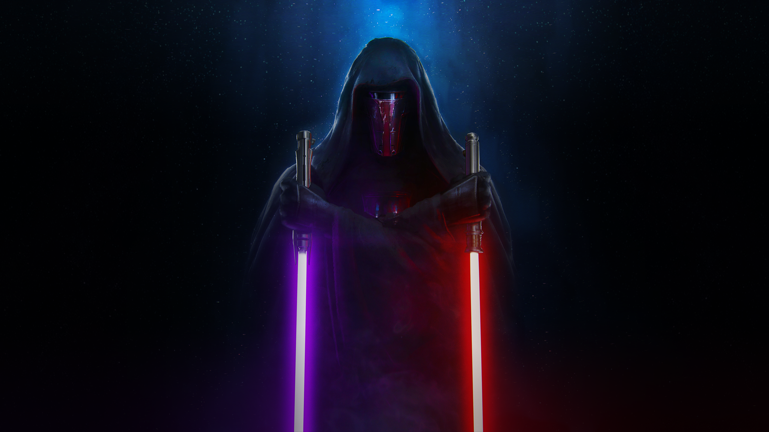 Artwork Star Wars Revan Darth Revan Science Fiction Sith Lightsaber Mask Hoods 2560x1440