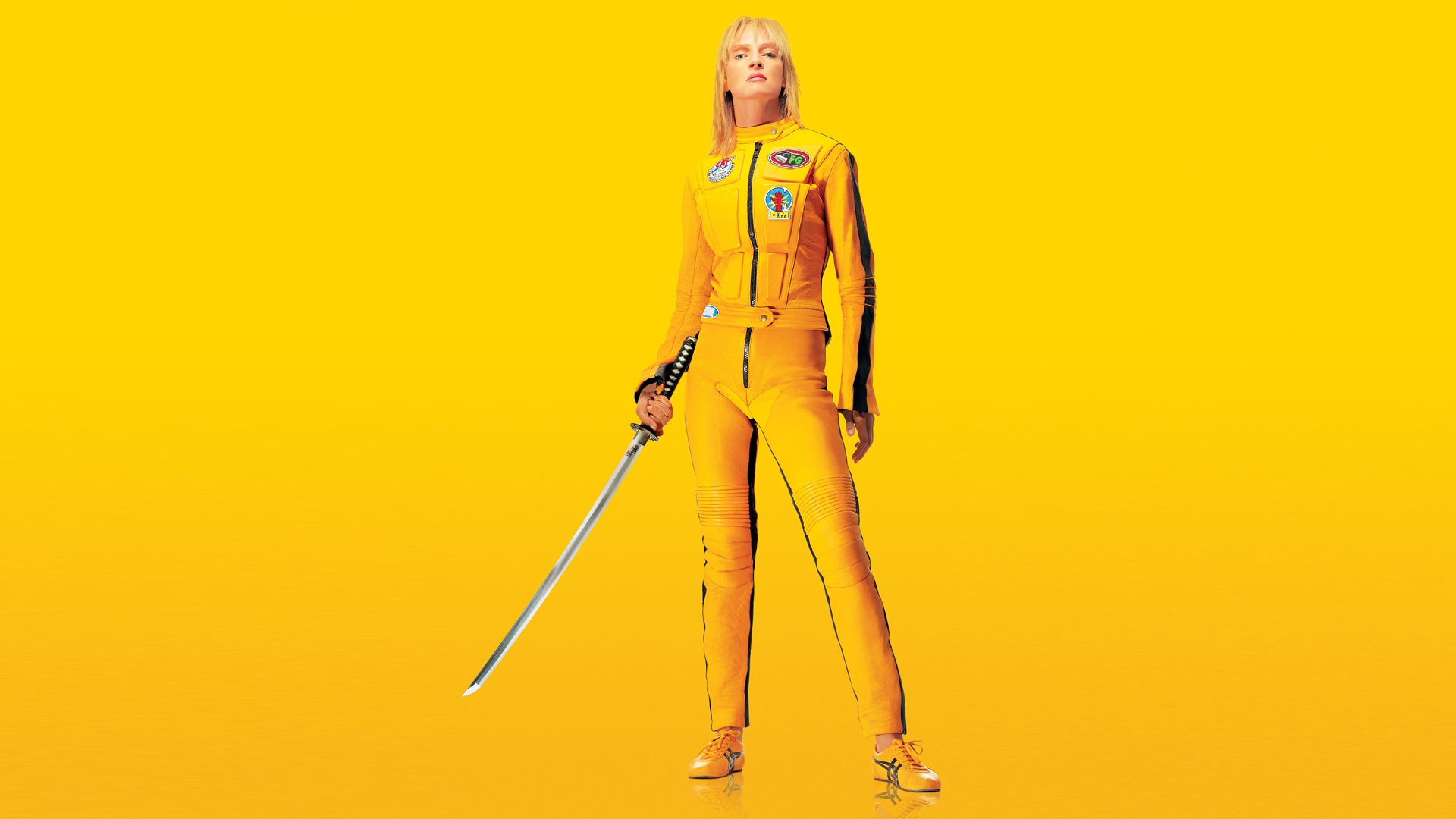 Actress Blonde Celebrity Girl Kill Bill Vol 1 Sword Uma Thurman Woman Yellow 1920x1080