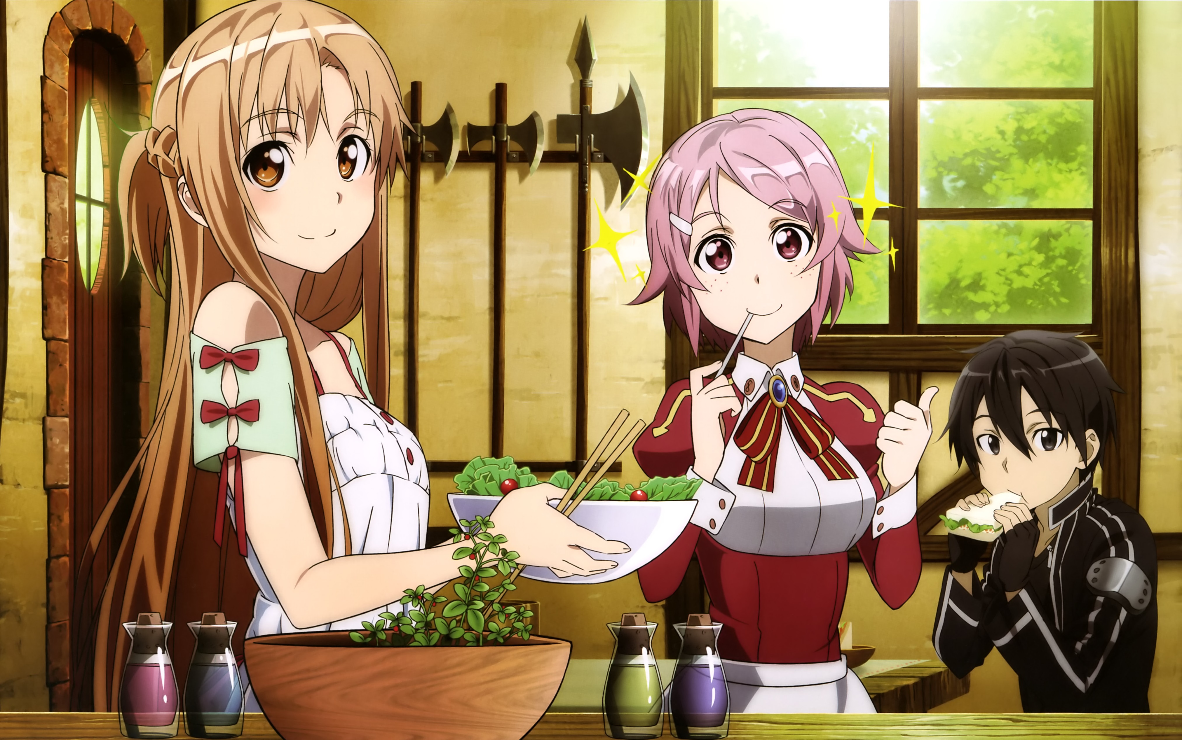 Asuna Yuuki Kirito Sword Art Online Lisbeth Sword Art Online Sword Art Online 4050x2537