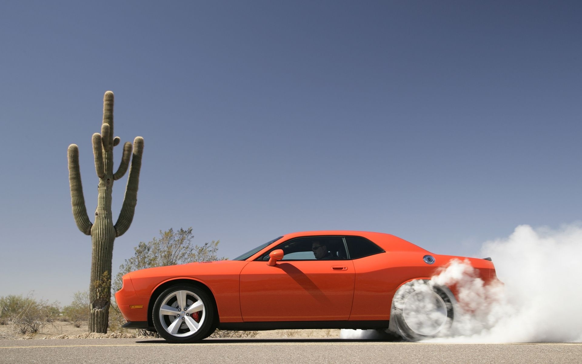 Burnout Car Dodge Dodge Challenger Dodge Challenger Srt8 Orange Car Smoke Vehicle 1920x1200