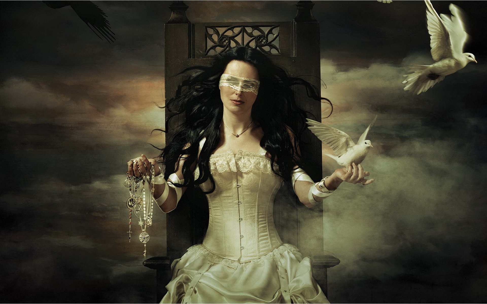 Blindfold Dark Dove Gothic Sharon Den Adel Within Temptation Woman 1920x1200