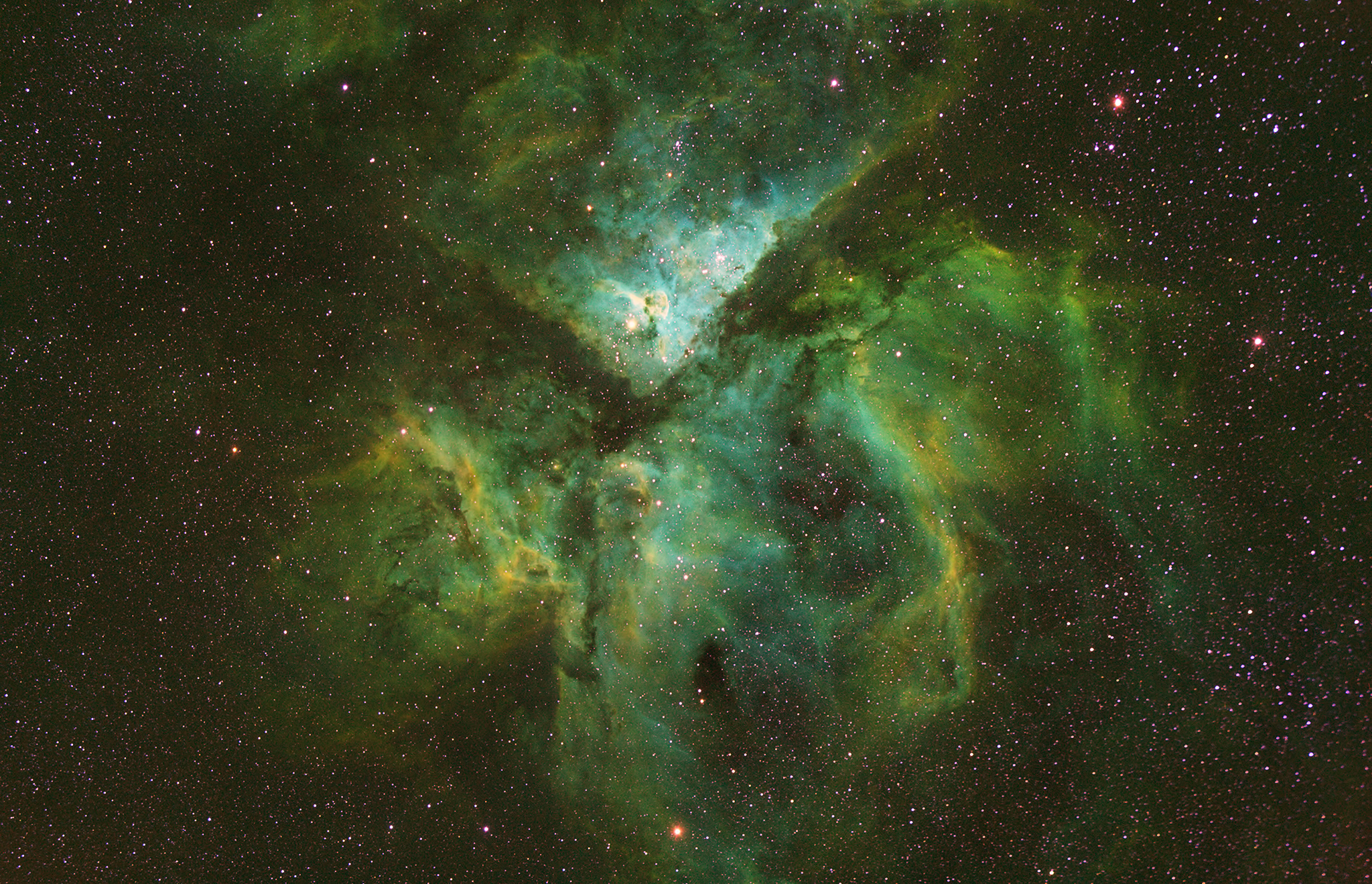 Galaxy Green Keyhole Nebula Nebula Sci Fi Space Stars 2048x1319