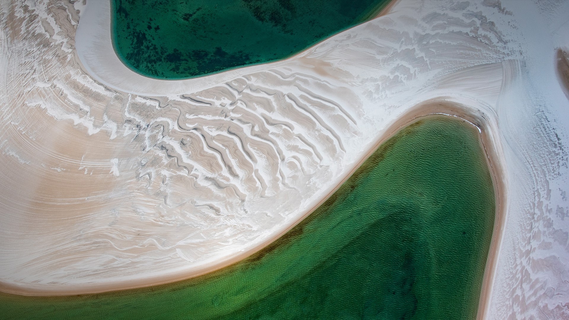 Landscape Sand Water Dunes Water Ripples Clear Water Parque Nacional Dos Lencois Maranhenses Aerial  1920x1080