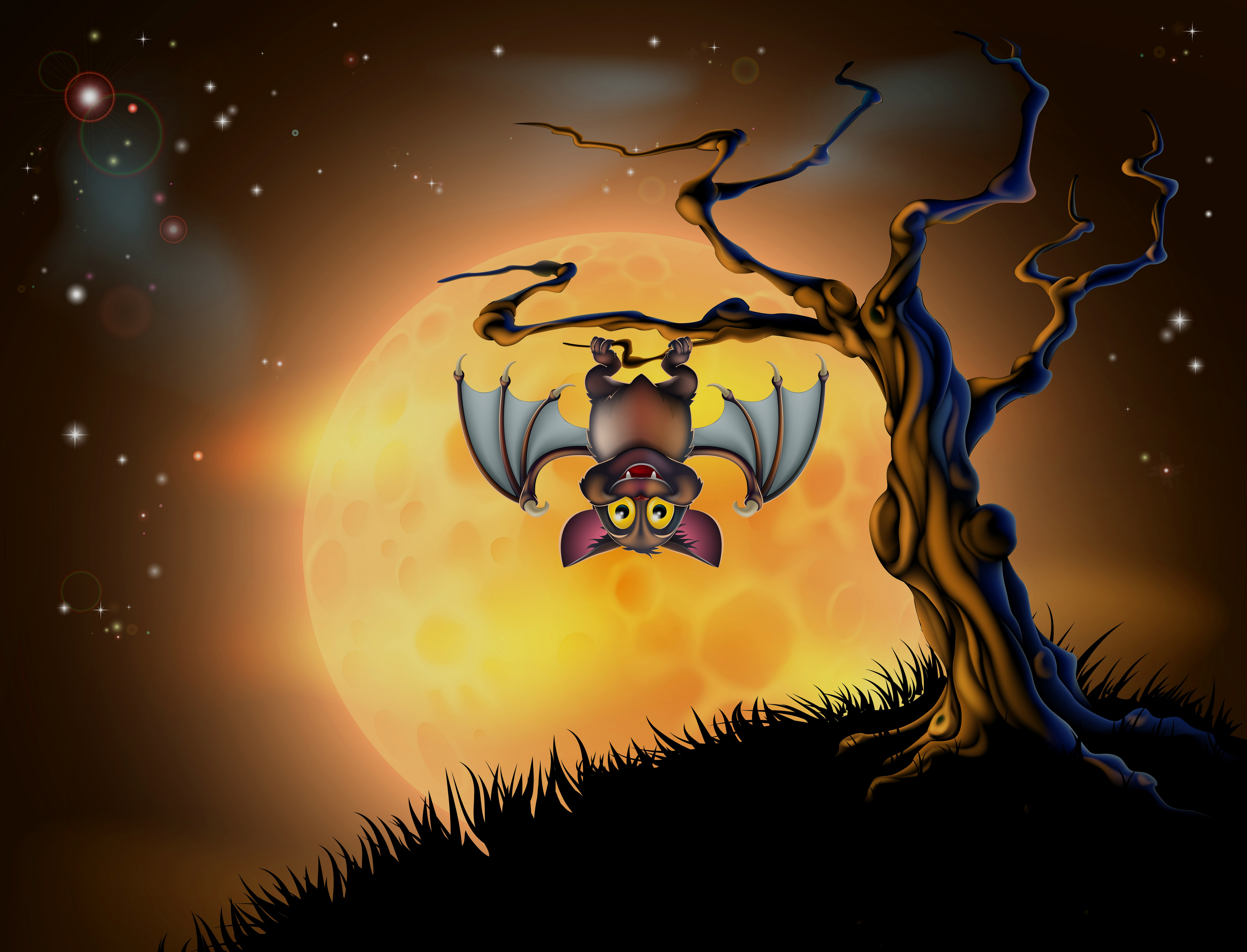 Bat Halloween Holiday Tree 5000x3817