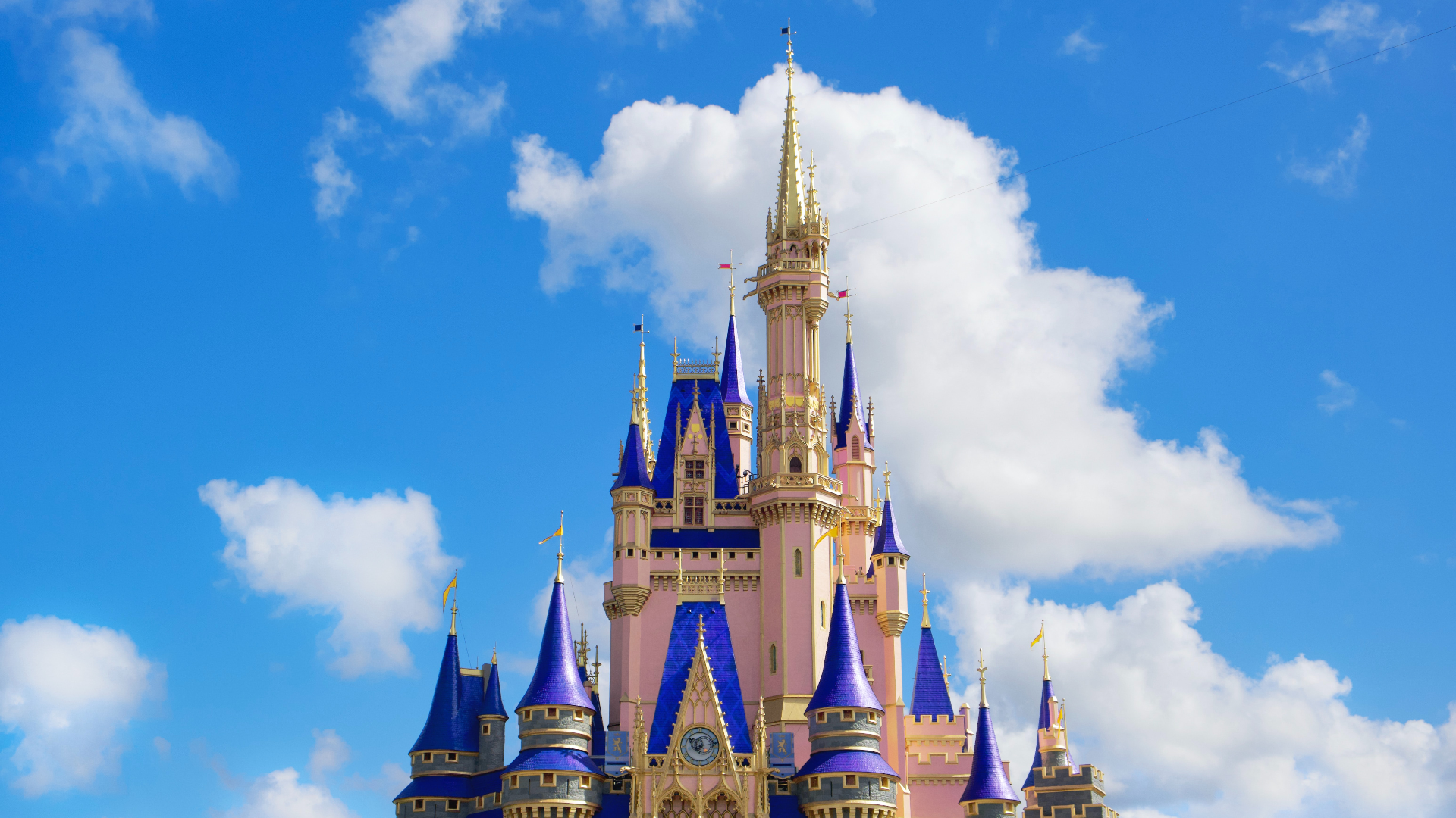 Architecture Clouds Sky Castle Building Theme Parks Tower Disney Walt Disney USA Walt Disney World R 1920x1080