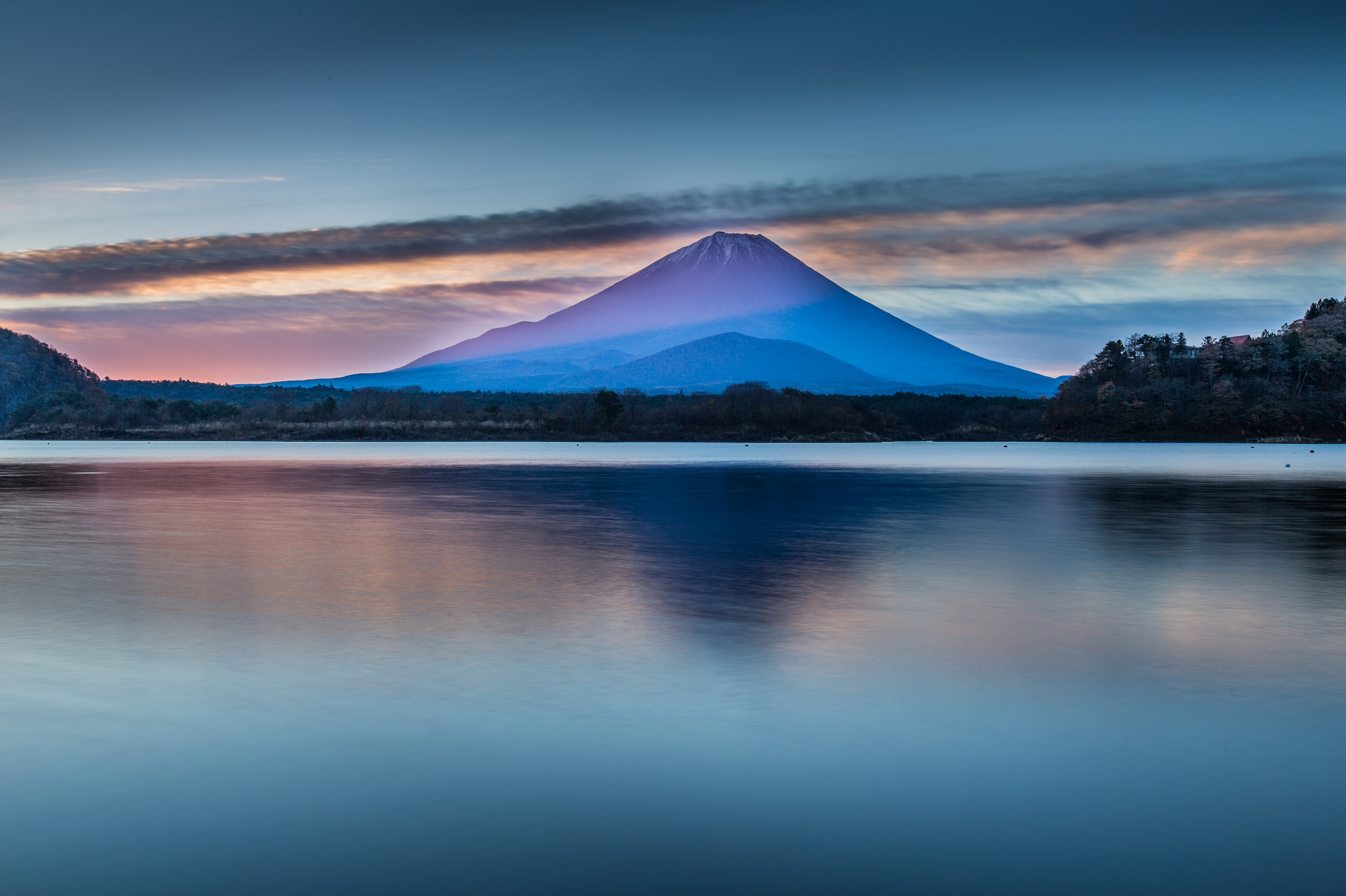 Japan Lake Landscape Mount Fuji Mountain Reflection Sky 2048x1365