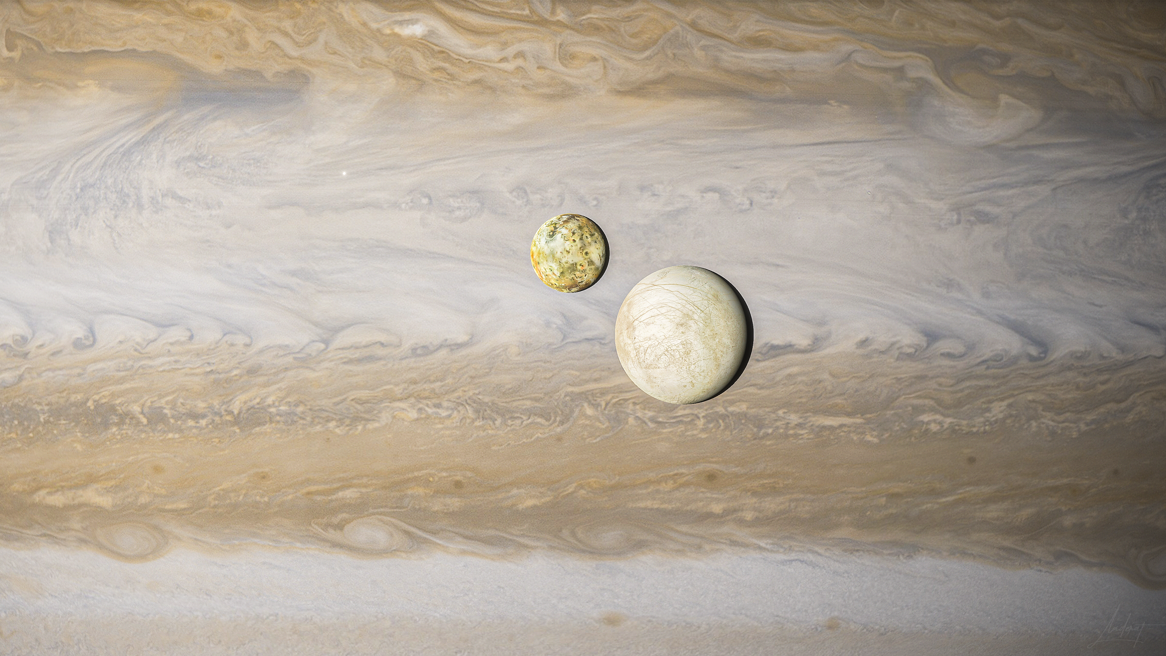 Space Space Engine Jupiter Europa Io Moon 3840x2160