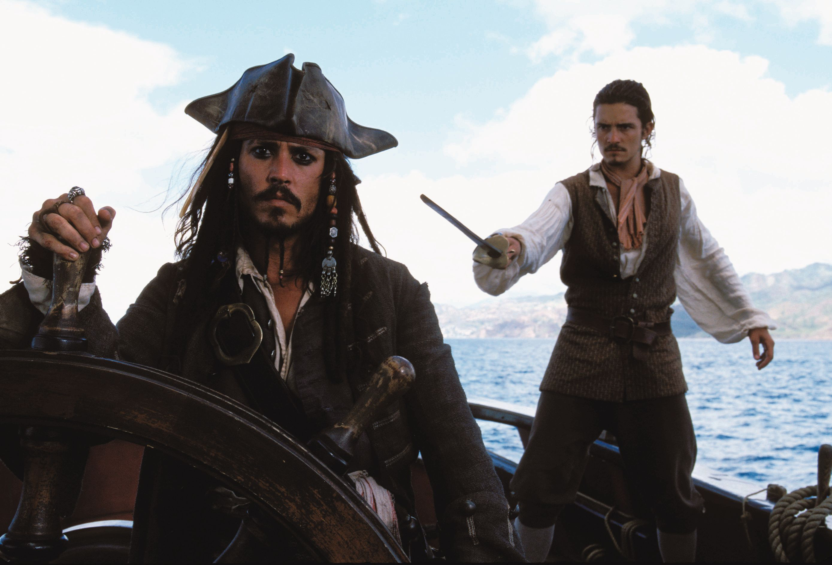 Jack Sparrow Johnny Depp Orlando Bloom Will Turner 2778x1885