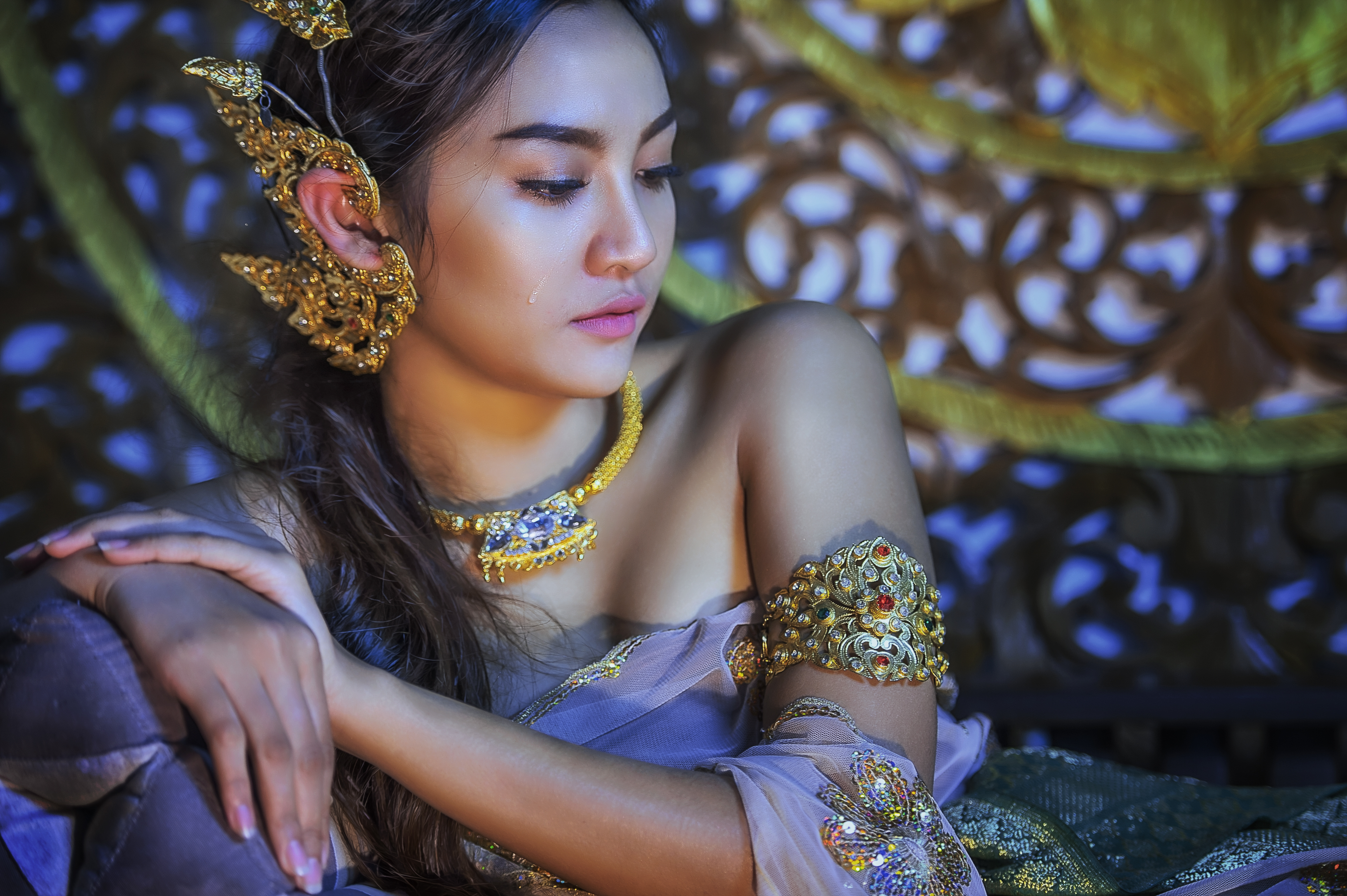 Bokeh Dress Earrings Girl Jewelry Model Necklace Thai Thailand Traditional Costume Woman 4256x2832