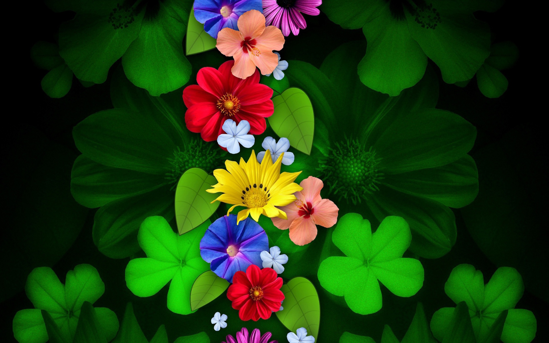 Artistic Clover Colorful Colors Flower Green 1920x1200