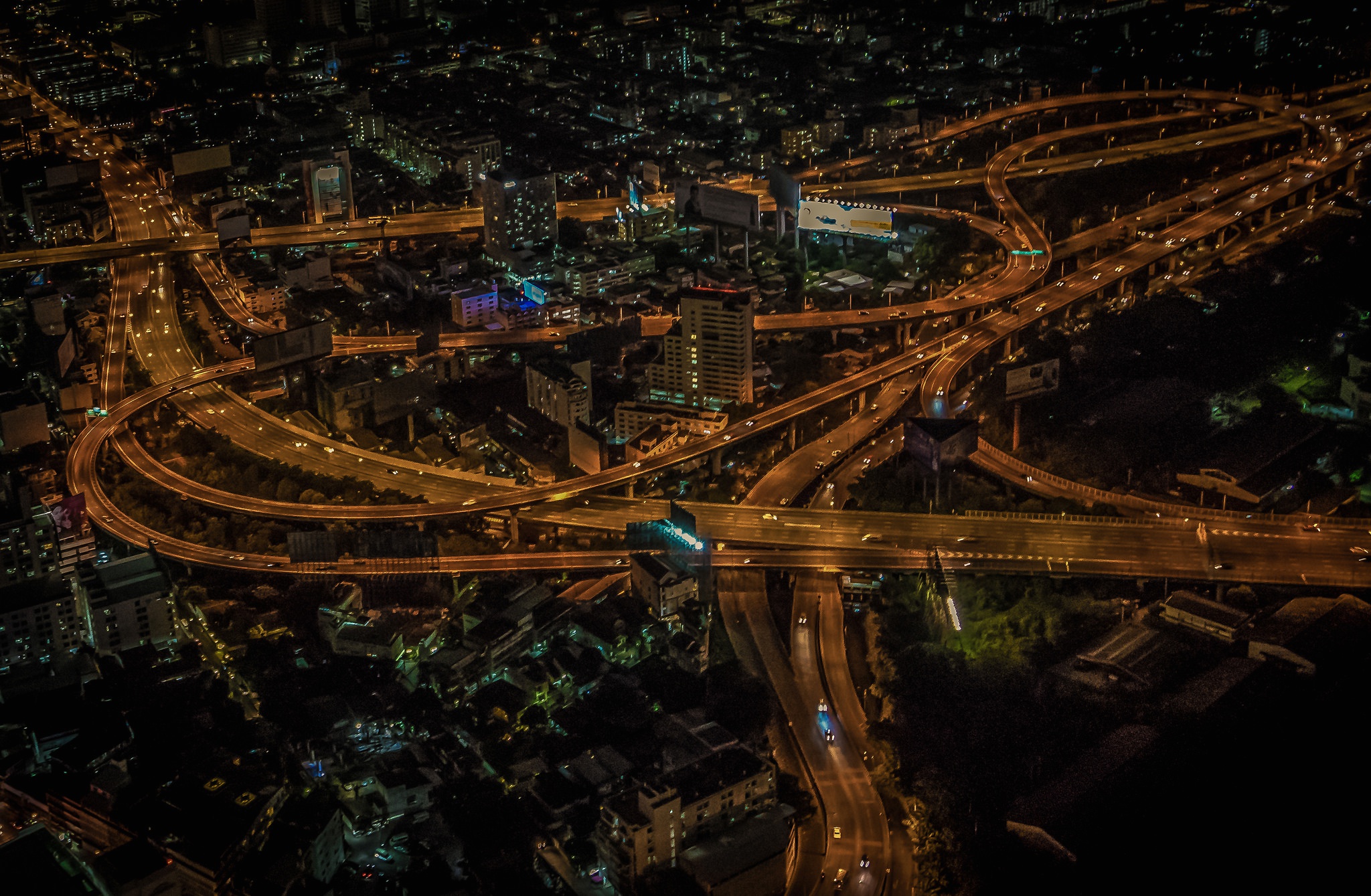 Aerial Bangkok Building City Highway Night Thailand 2048x1339
