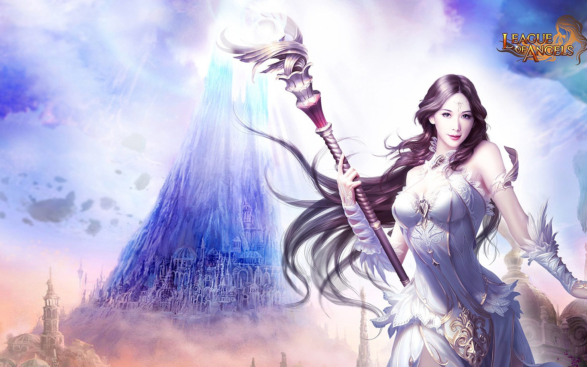 Fantasy Girl League Of Angels Long Hair Staff Video Game Woman 1920x1200