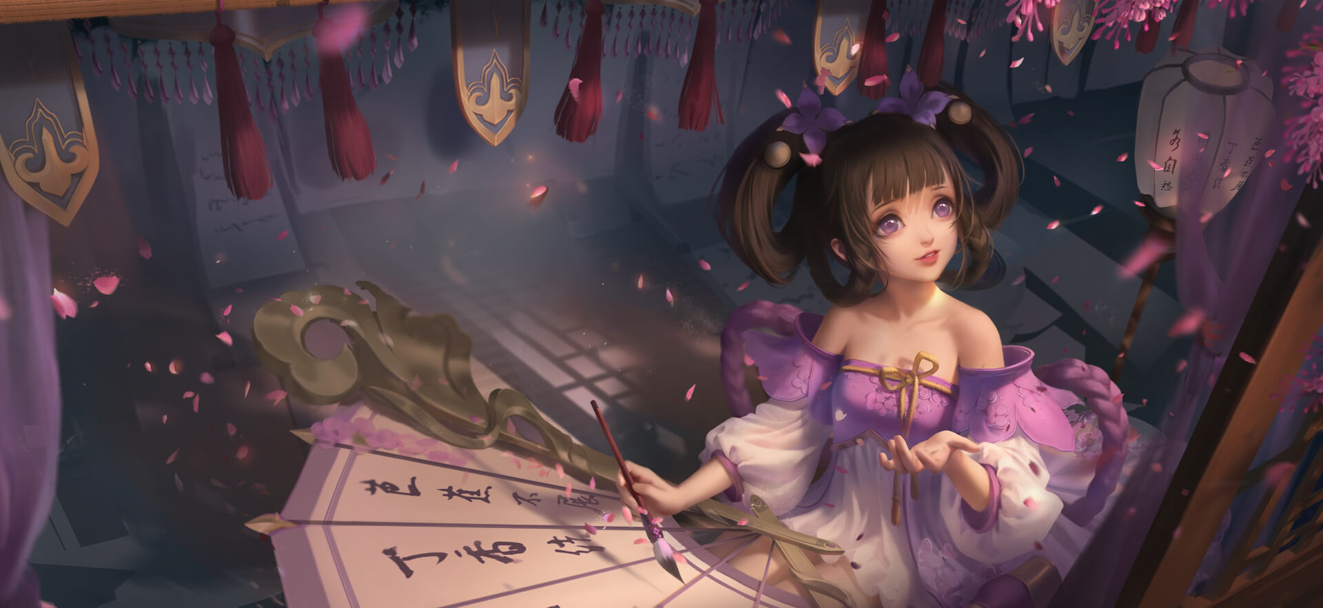 Glory Of Kings Xiao Qiao Anime Girls Anime Purple Eyes Fantasy Art Fantasy Girl Asia 1920x882