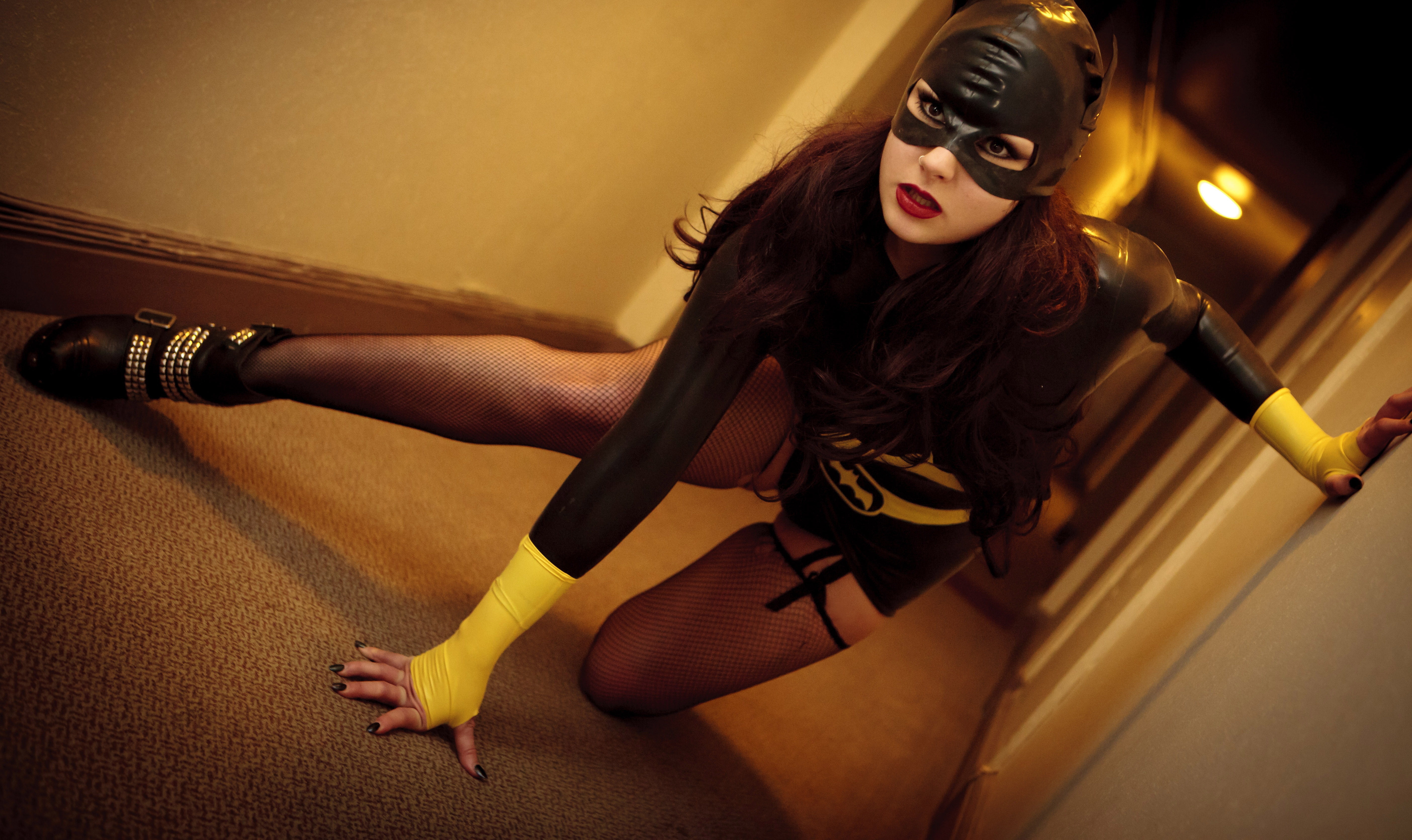 Batgirl Boots Cosplay Fishnet Long Hair Mask Thigh Highs Woman 5616x3342