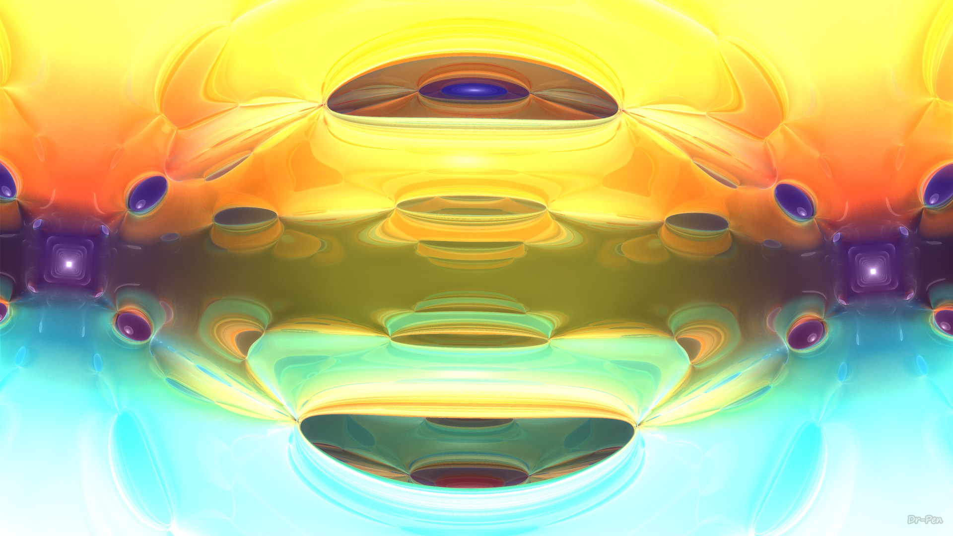 3d Abstract Artistic Cgi Colorful Colors Digital Art Fractal Mandelbulb 3d Rainbow Yellow 1920x1080