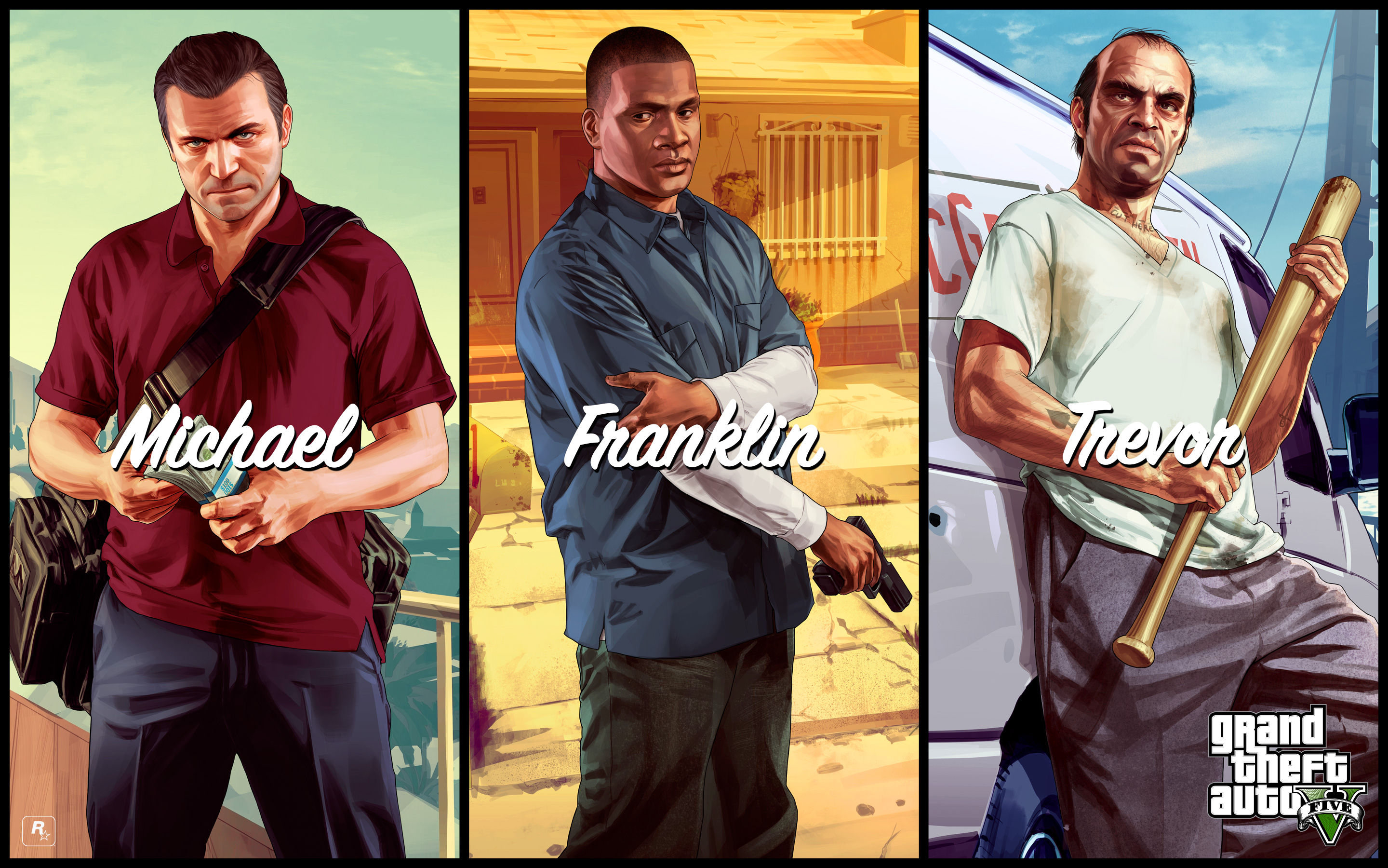 Franklin Clinton Grand Theft Auto V Michael De Santa Trevor Philips 2880x1800