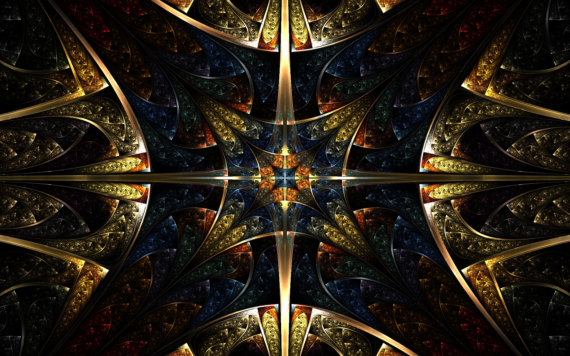 Abstract Artistic Dark Digital Art Fractal Symmetry 1920x1200