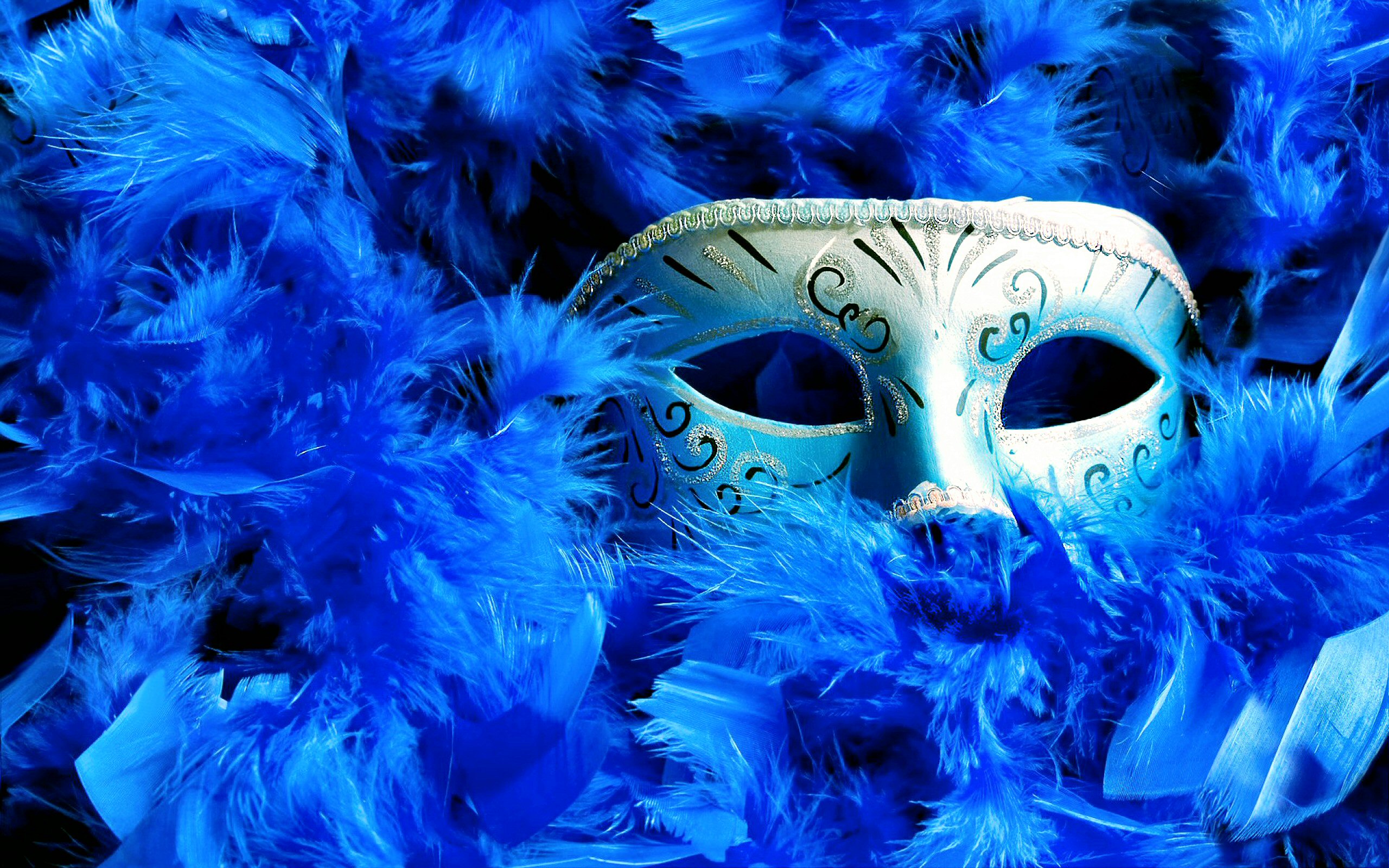 Blue Feather Mask Phantomas 2560x1600