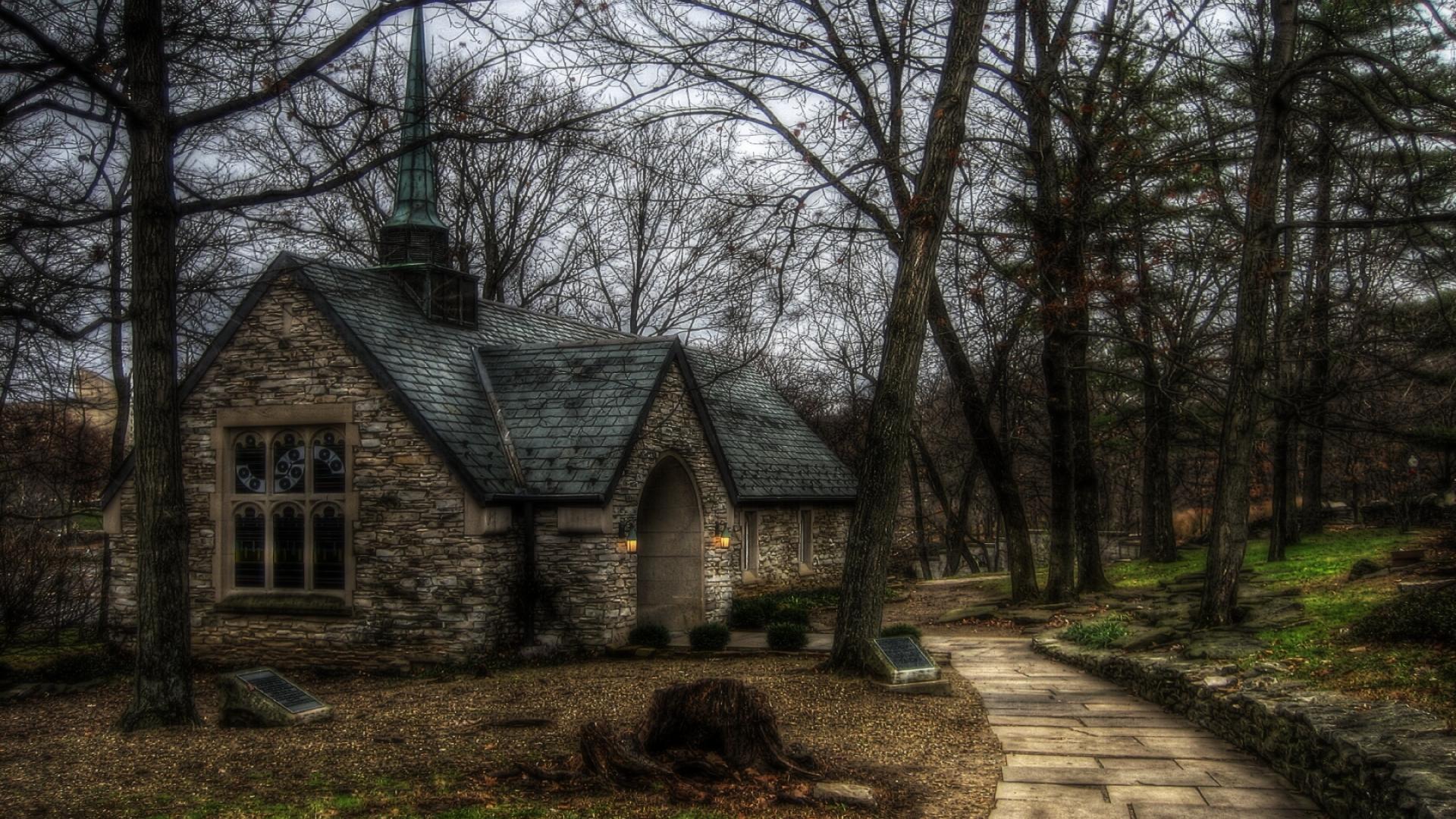 Chapel Church Forest Hdr Religious Tree Walkway Wood 1920x1080