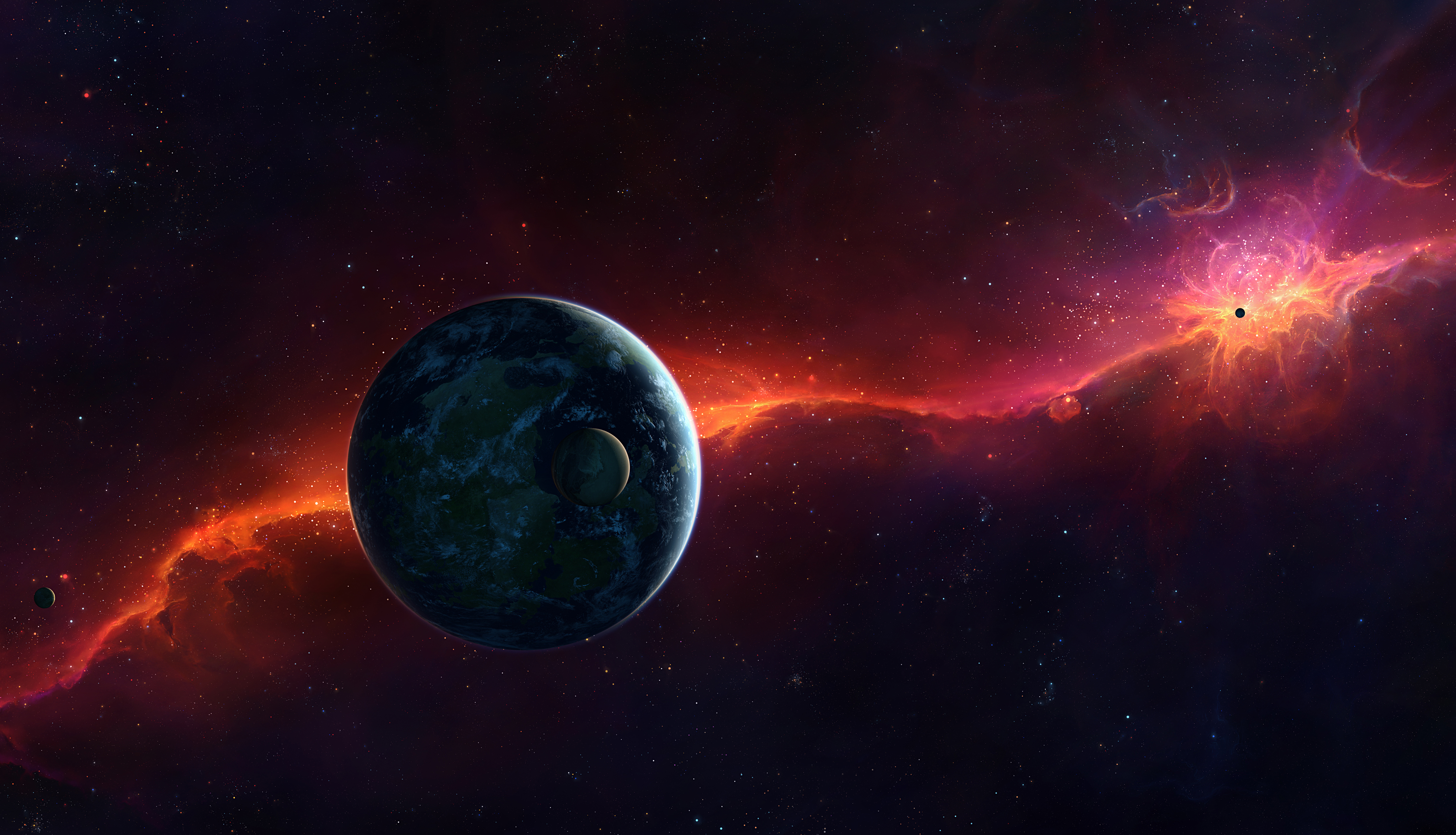 Space Astronomy Earth Space Art Digital Art 4000x2294