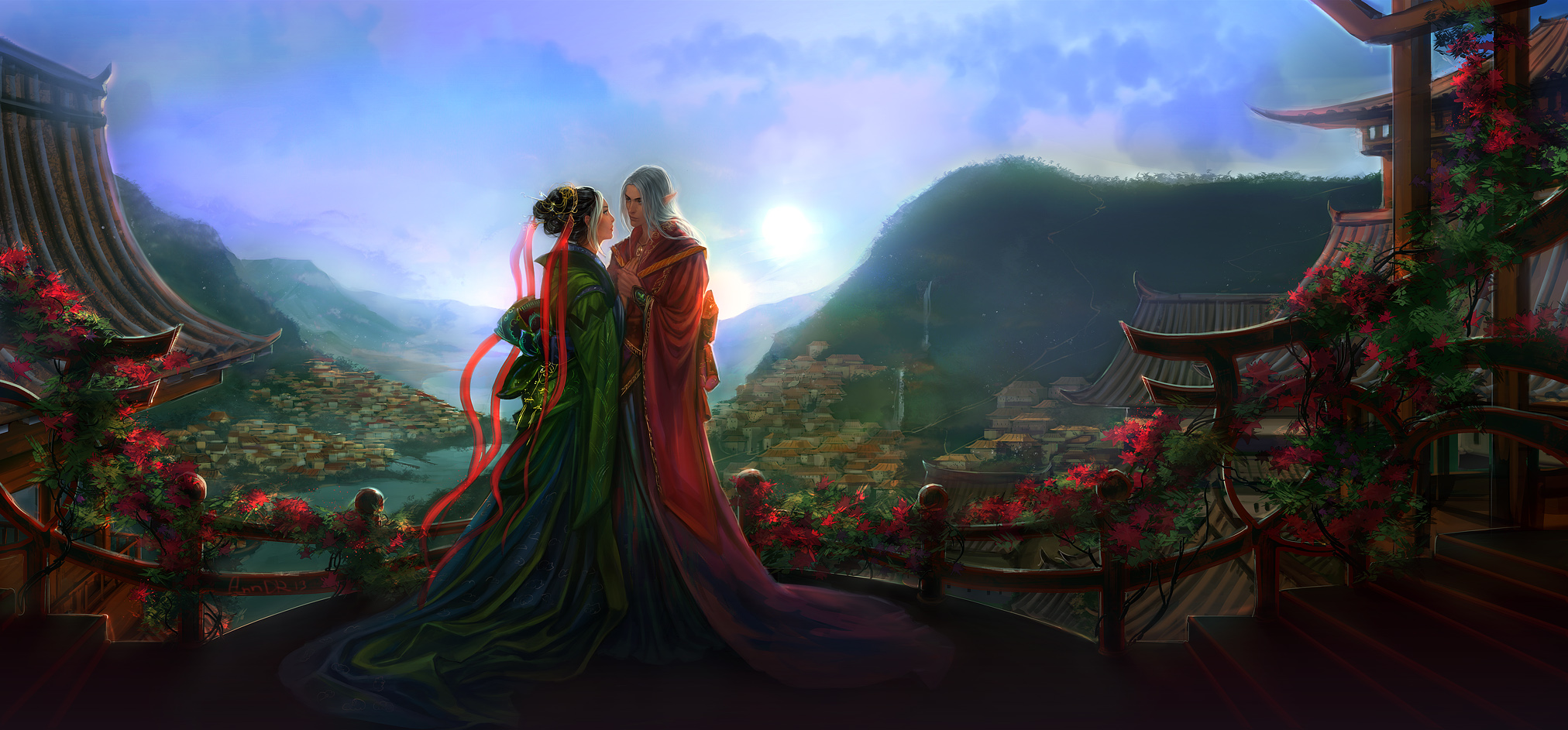 Ancient style couple enjoying cherry blossom chinese style illustration  illustration image_picture free download 402424823_lovepik.com