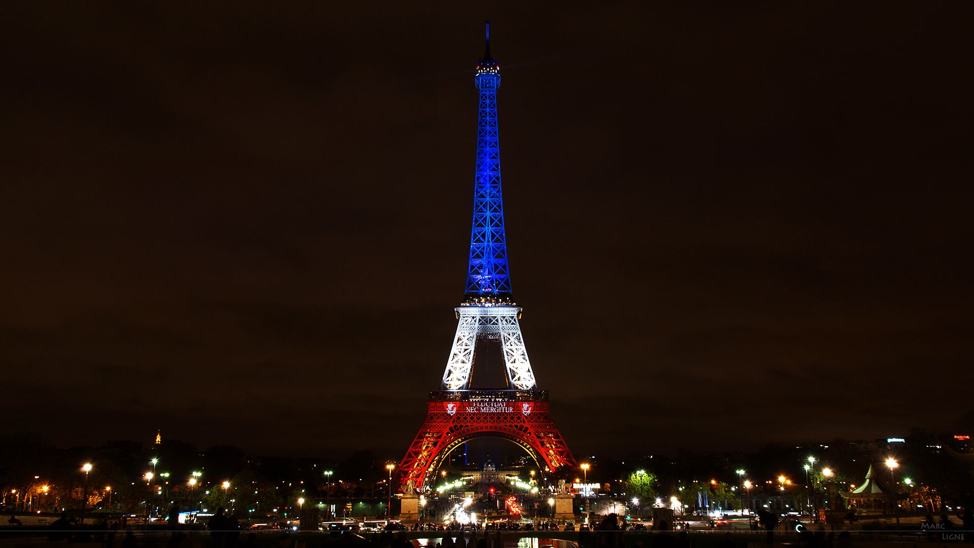 City Eiffel Tower France Light Night Paris 1920x1080