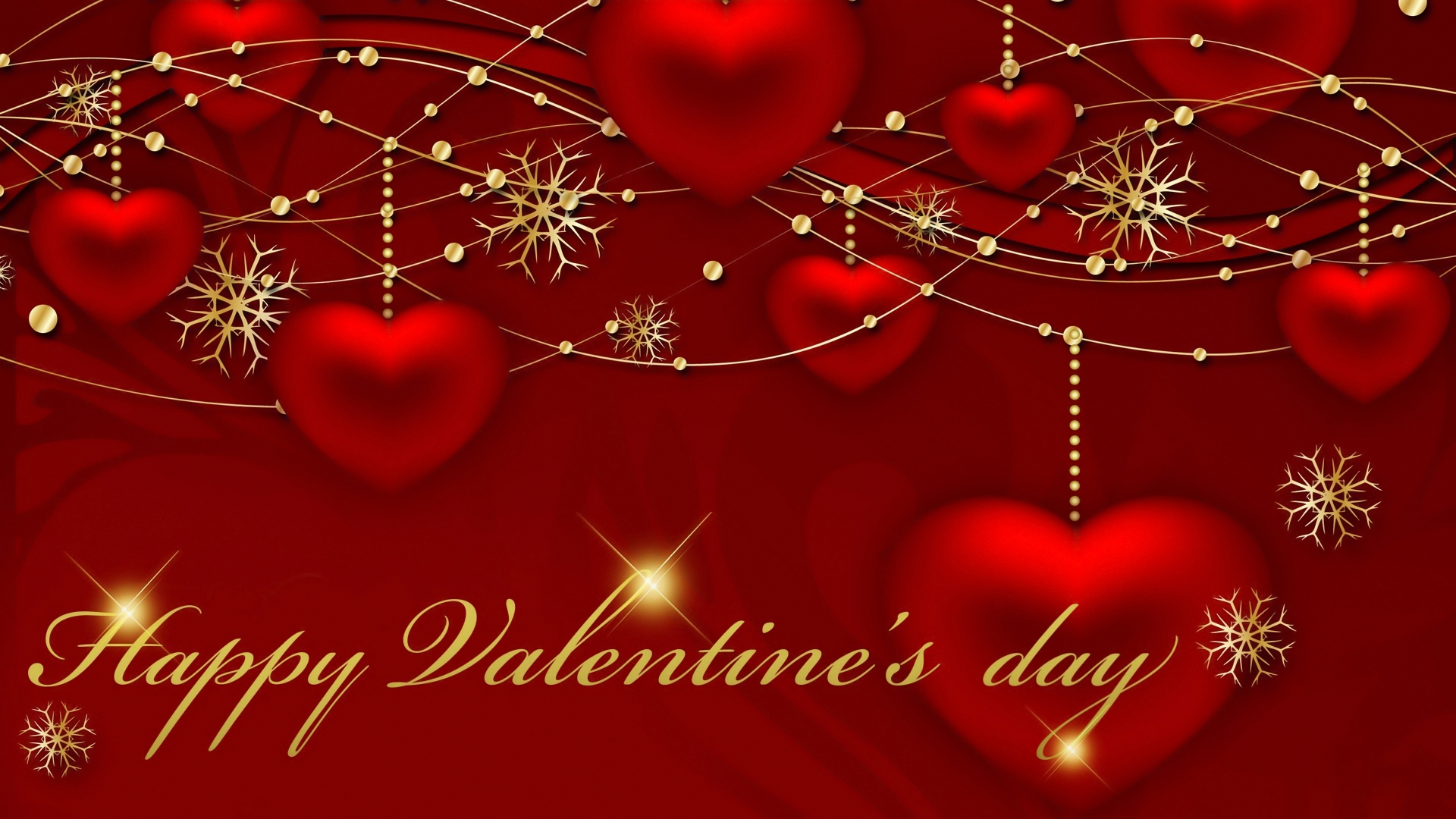 Artistic Happy Valentine 039 S Day Heart Holiday Red Snowflake Sparkles Valentine 039 S Day 1920x1080