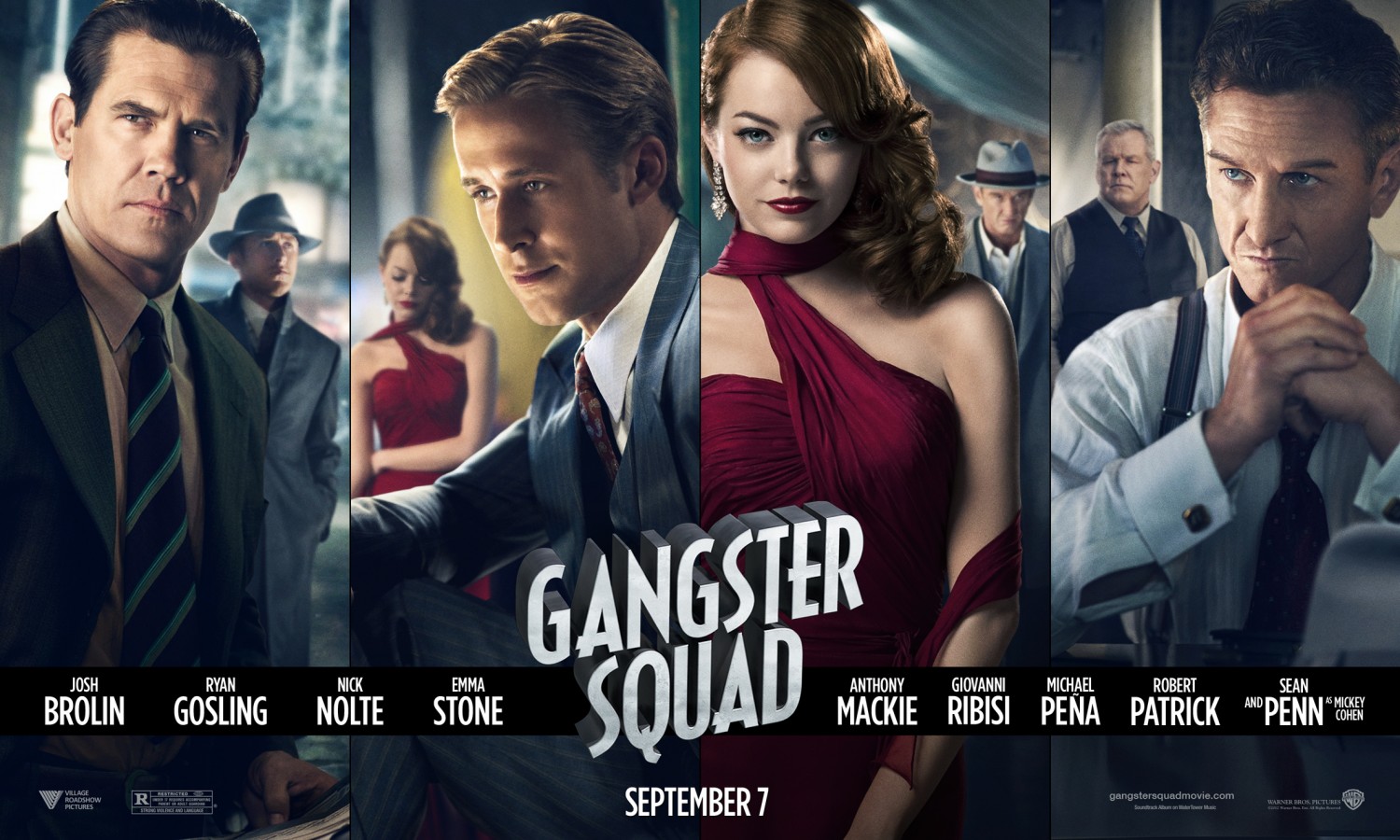 Emma Stone Gangster Squad Josh Brolin Ryan Gosling Sean Penn 1500x900
