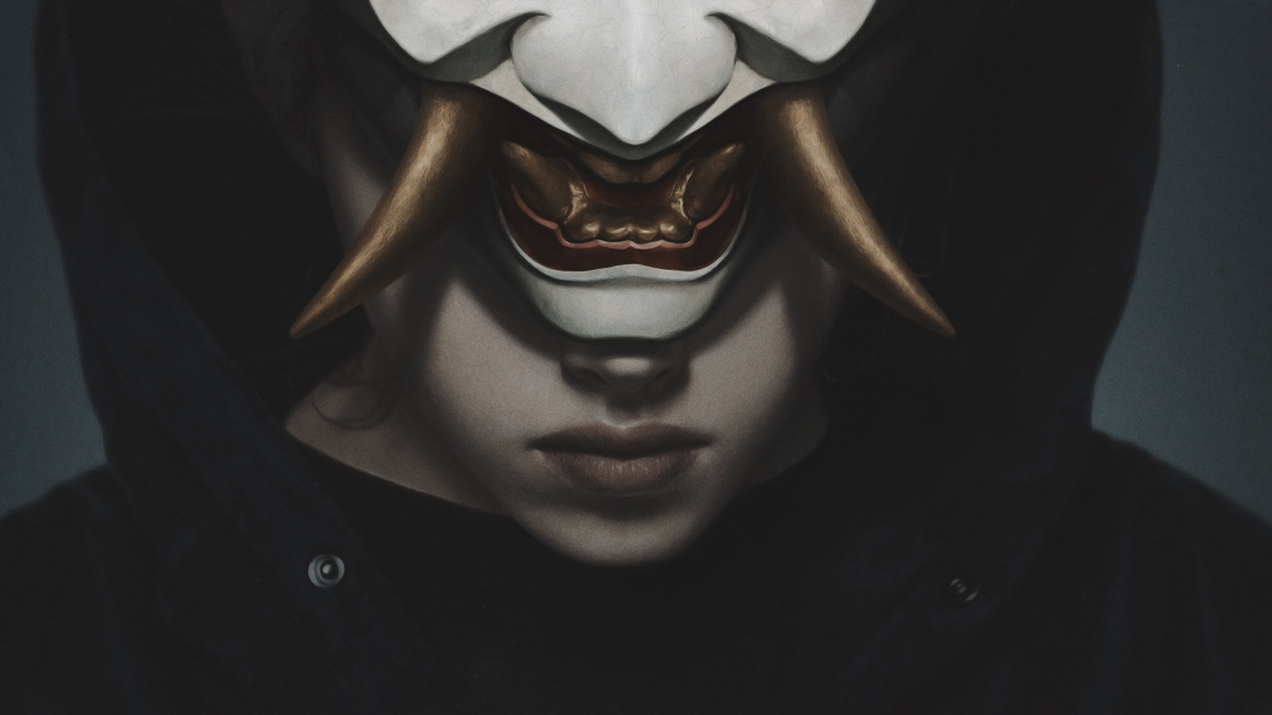 Oni Mask Digital Art Mask Yuri Shwedoff 2560x1440