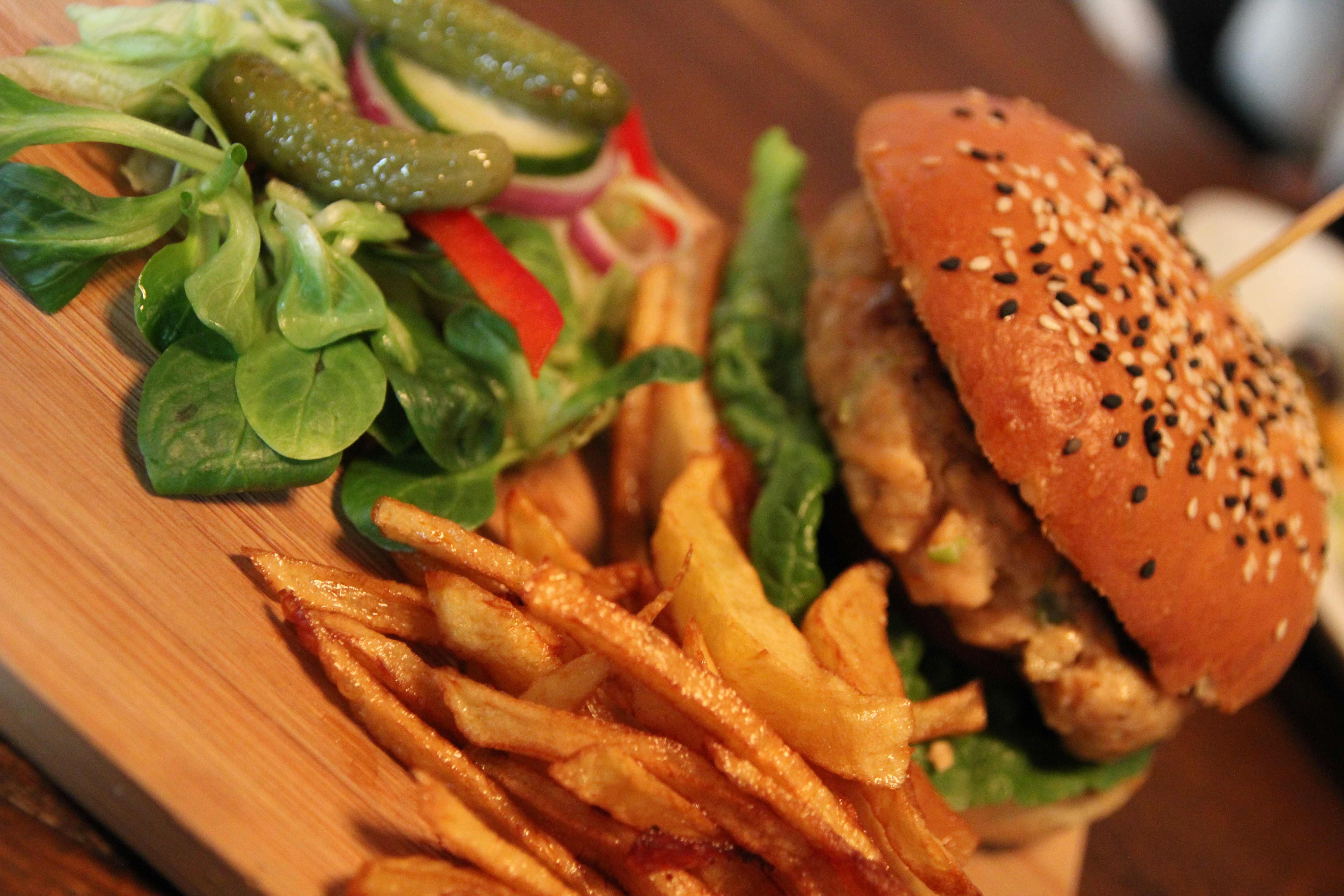 Burger French Fries Pickle Salad 5184x3456