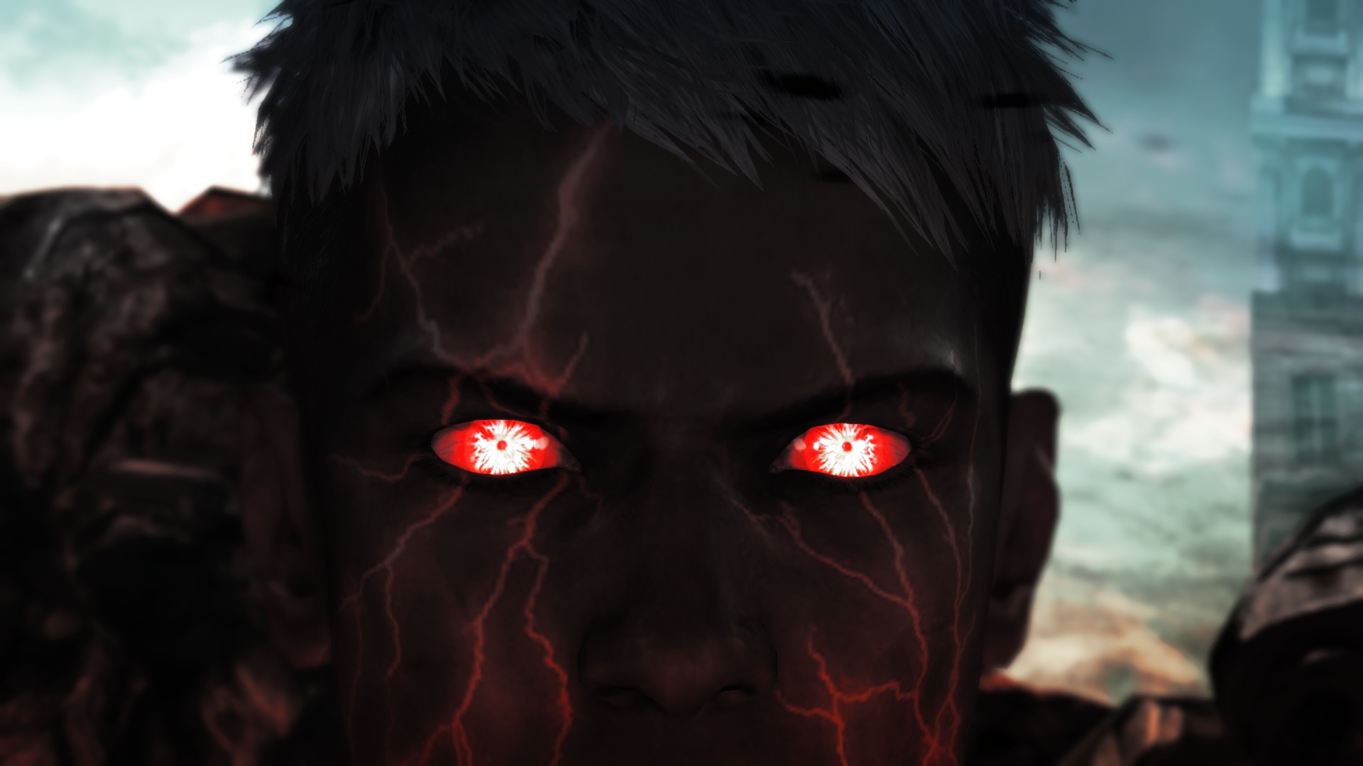 Close Up Dante Devil May Cry Devil May Cry Glowing Eyes Man Red Eyes White Hair 1920x1080