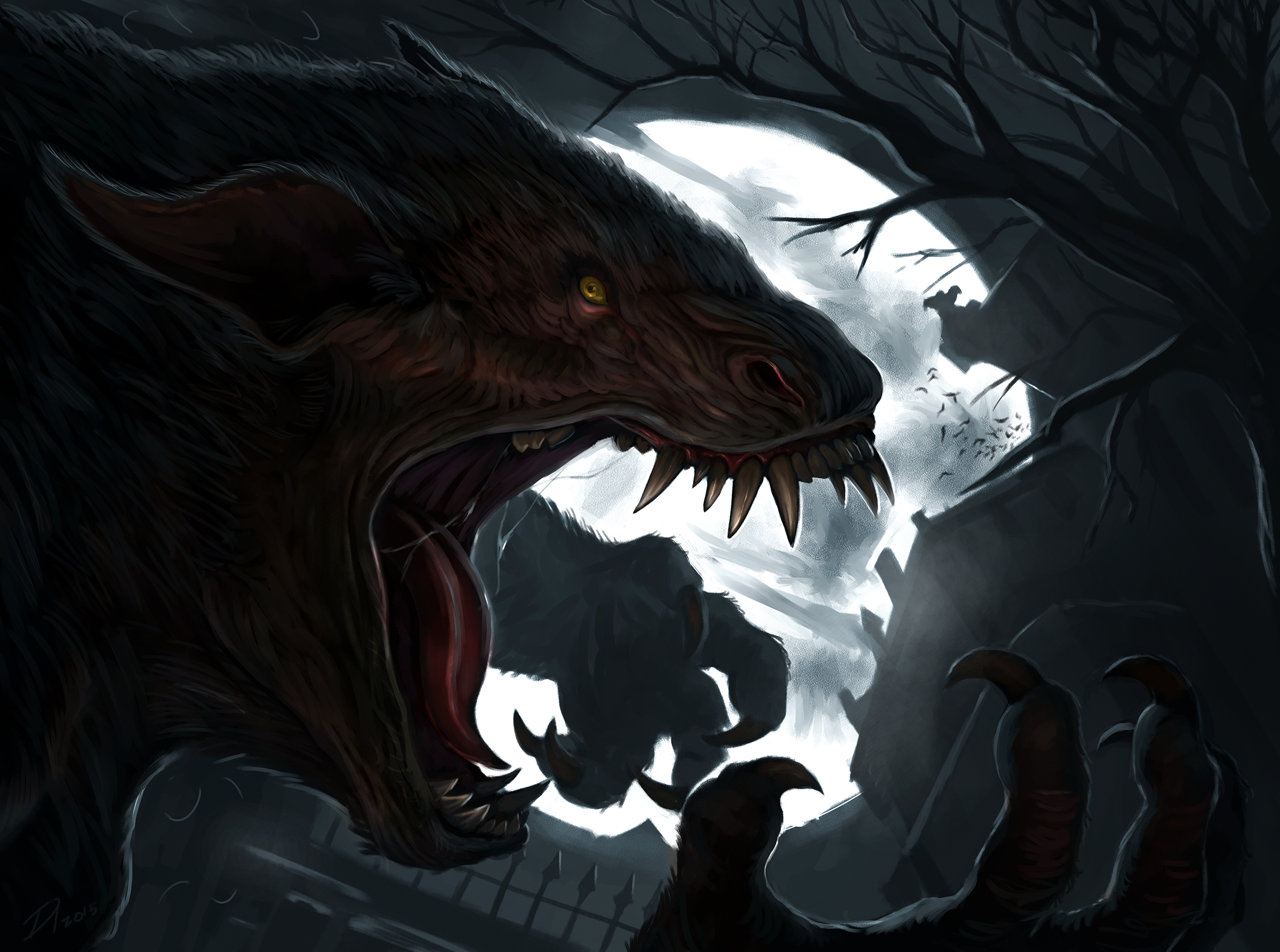 Creature Moon Night Werewolf 2500x1859