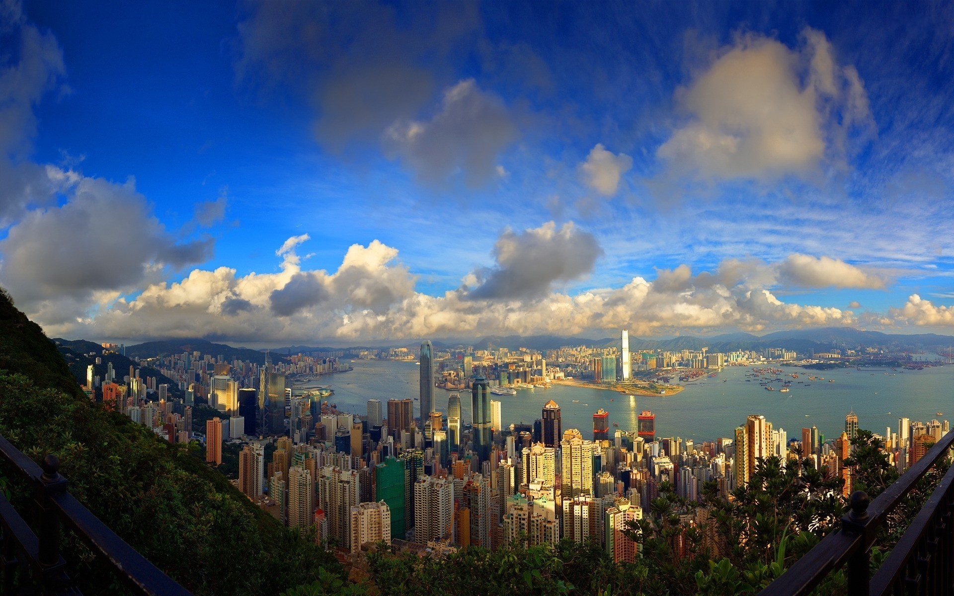 Building City Cityscape Cloud Hong Kong Lake Man Made Mountain 1920x1200