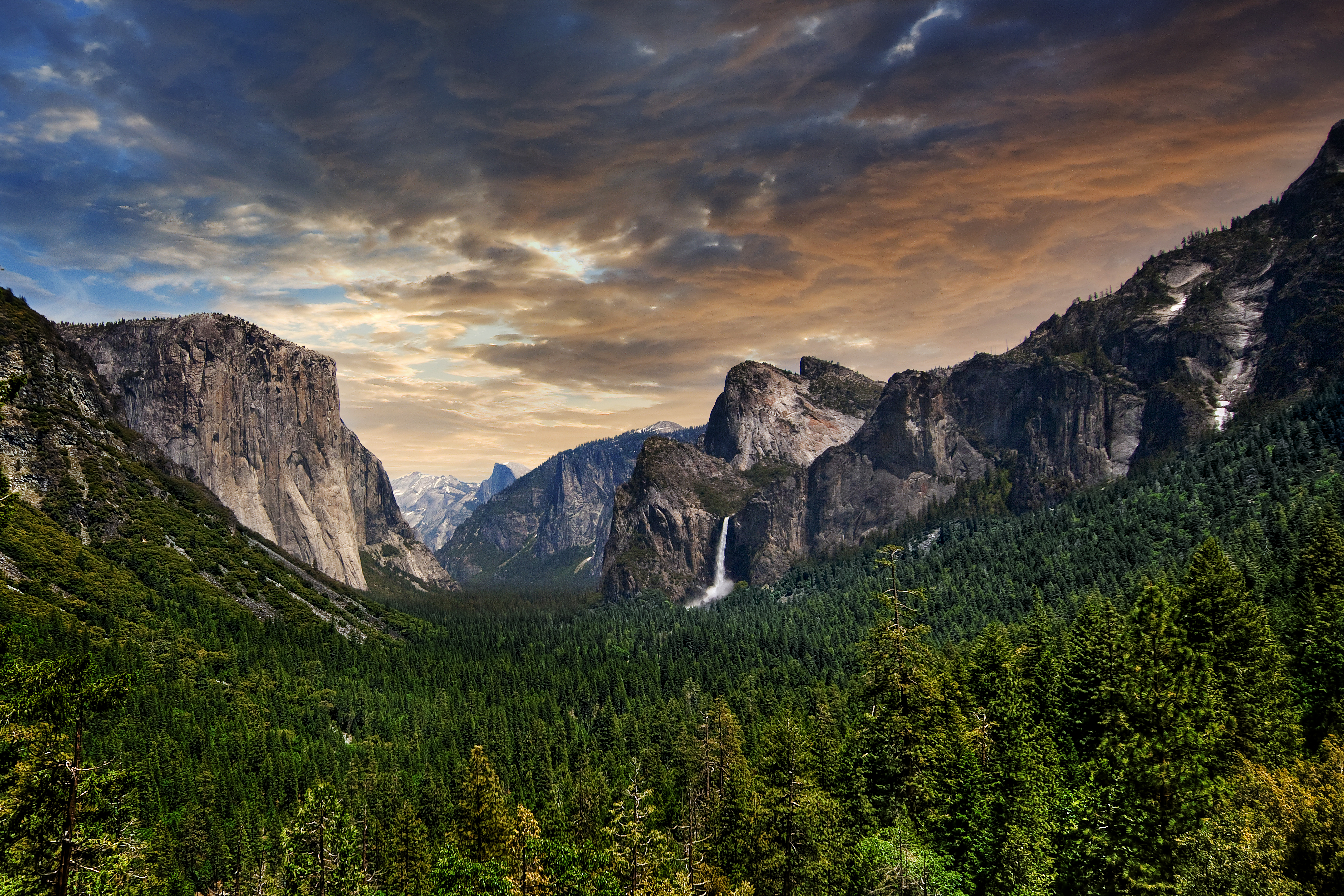 Forest Landscape Mountain Rock Waterfall Yosemite Falls Yosemite National Park 9000x6000