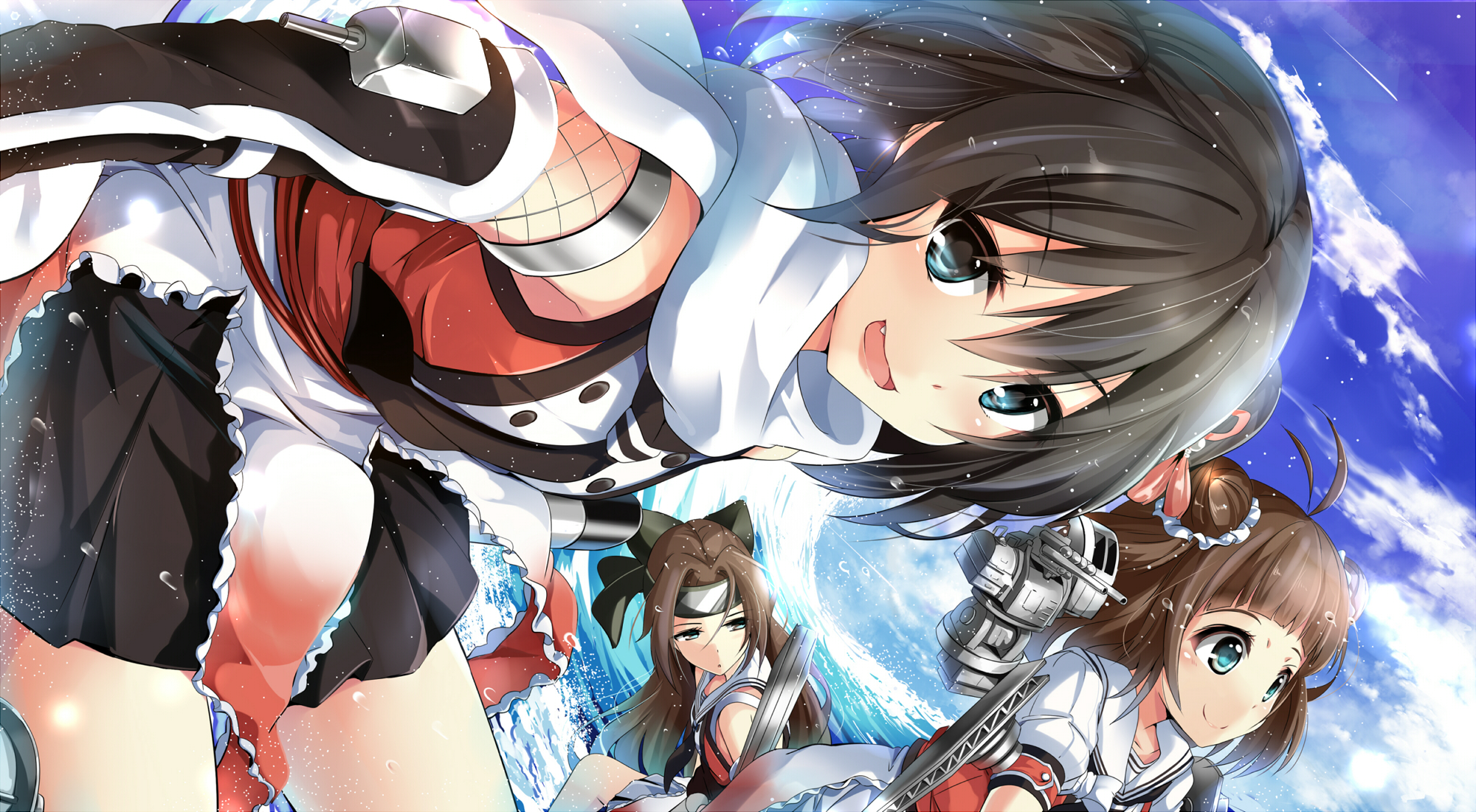 Jintsu Kancolle Naka Kancolle Sendai Kancolle 2000x1100