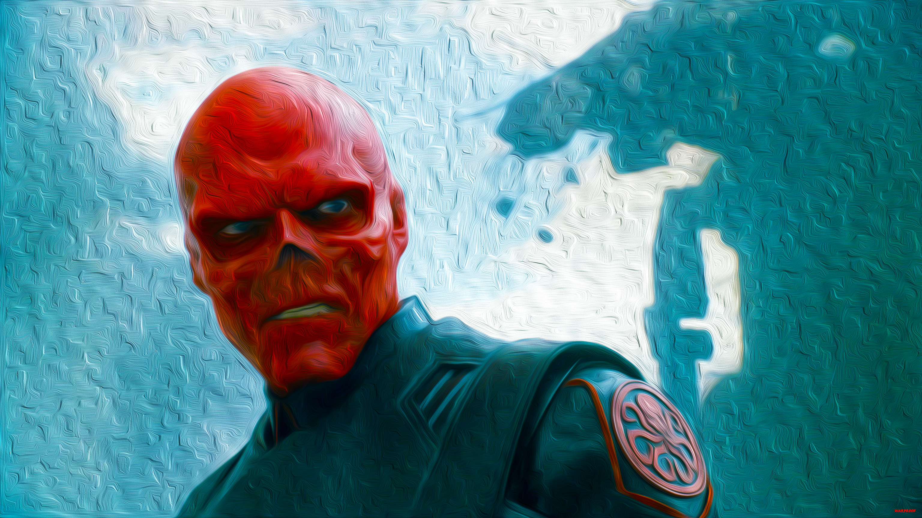 Artistic Oil Painting Red Skull Marvel Comics 3072x1728