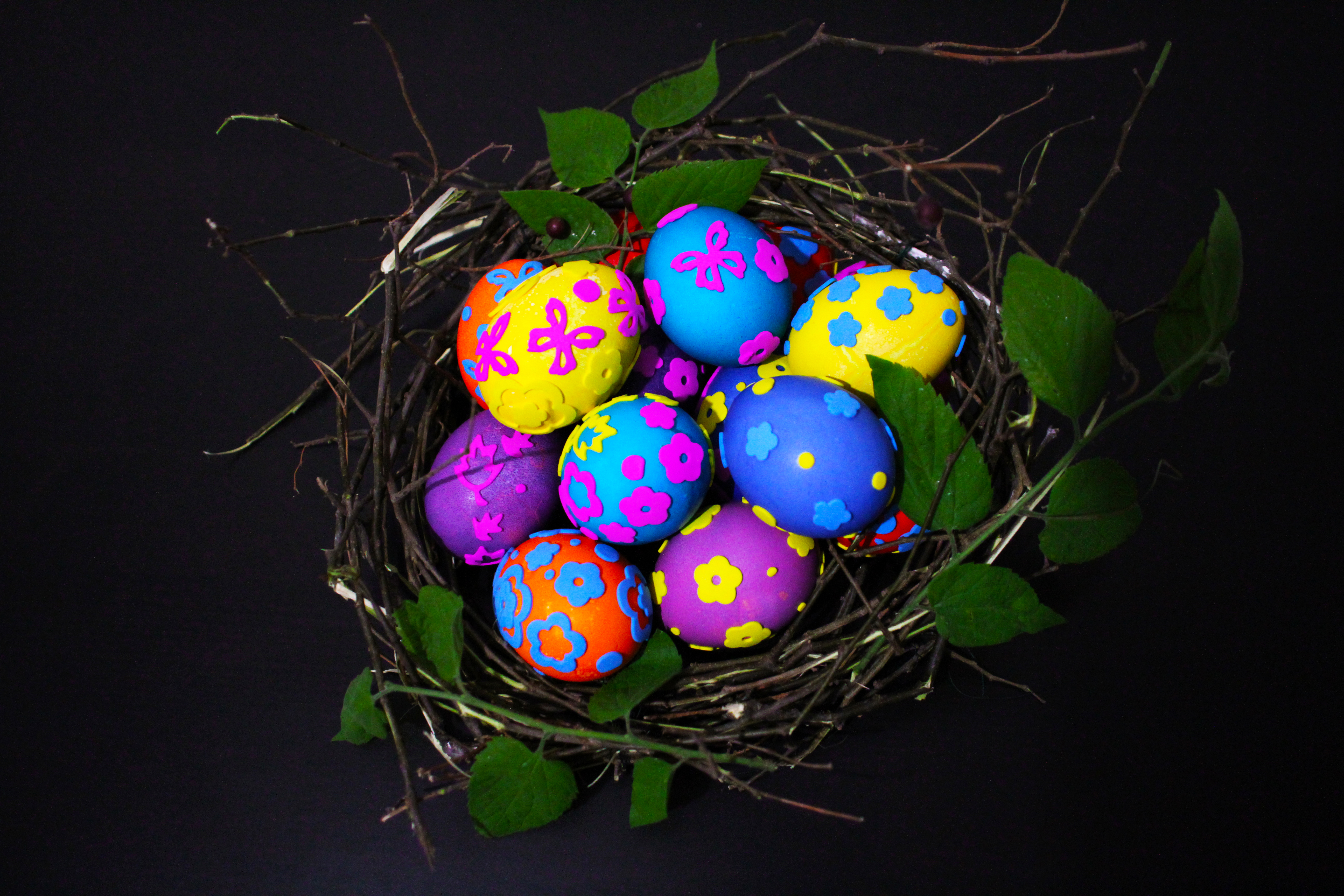 Colorful Easter Easter Egg Egg Leaf Nest 5184x3456