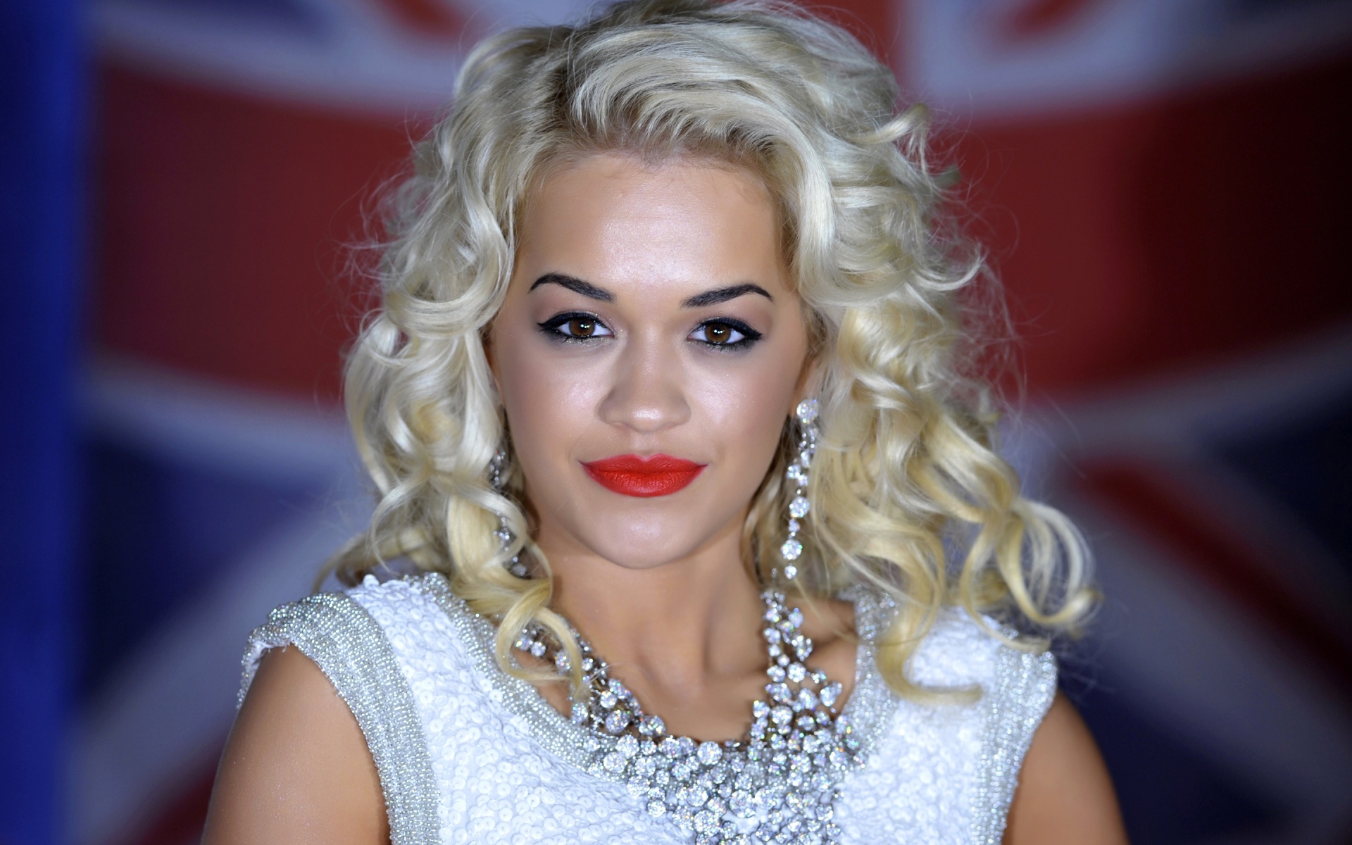 Blonde Brown Eyes Earrings English Face Lipstick Necklace Rita Ora Singer 1920x1200