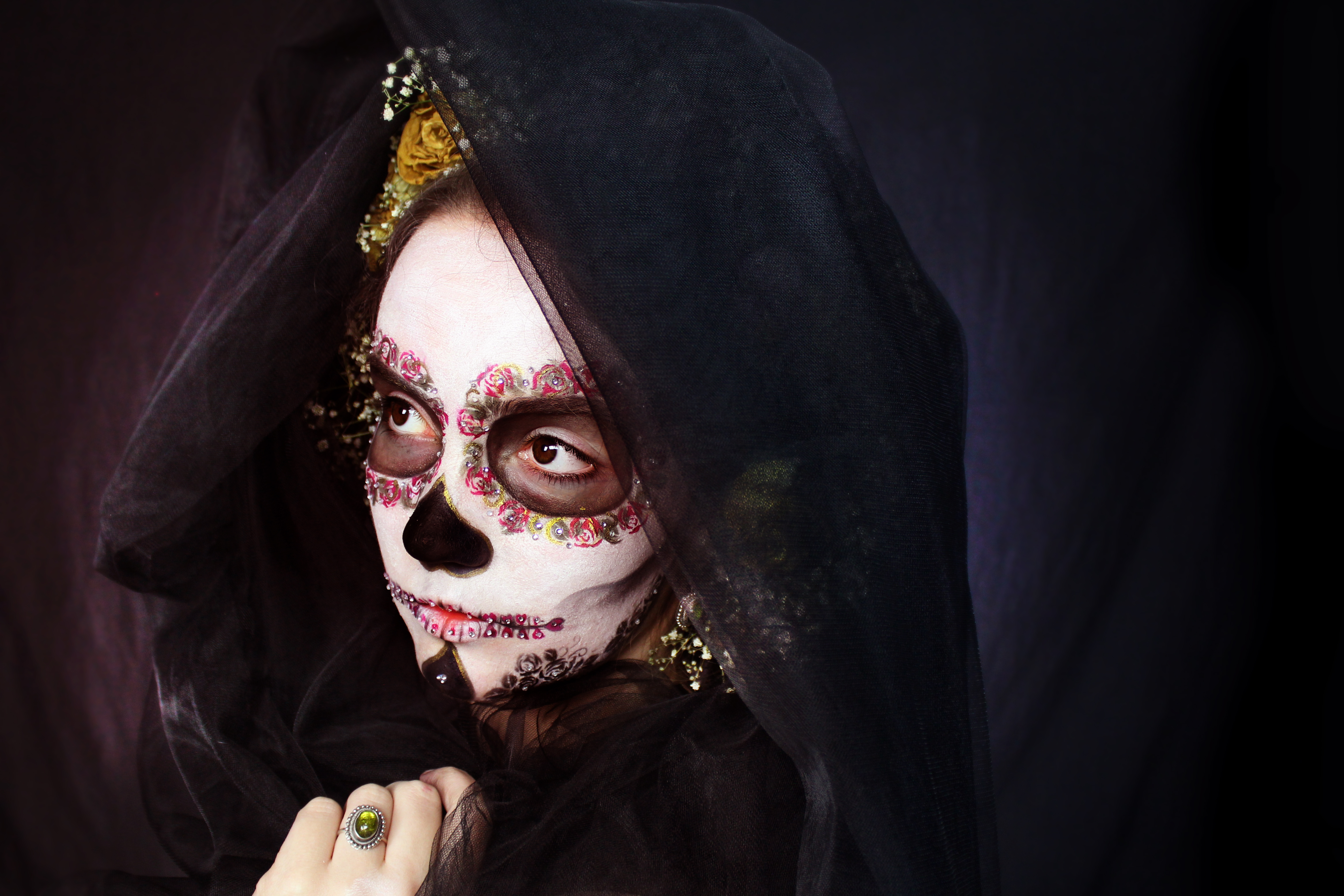 Brown Eyes Face Sugar Skull Woman 4665x3110