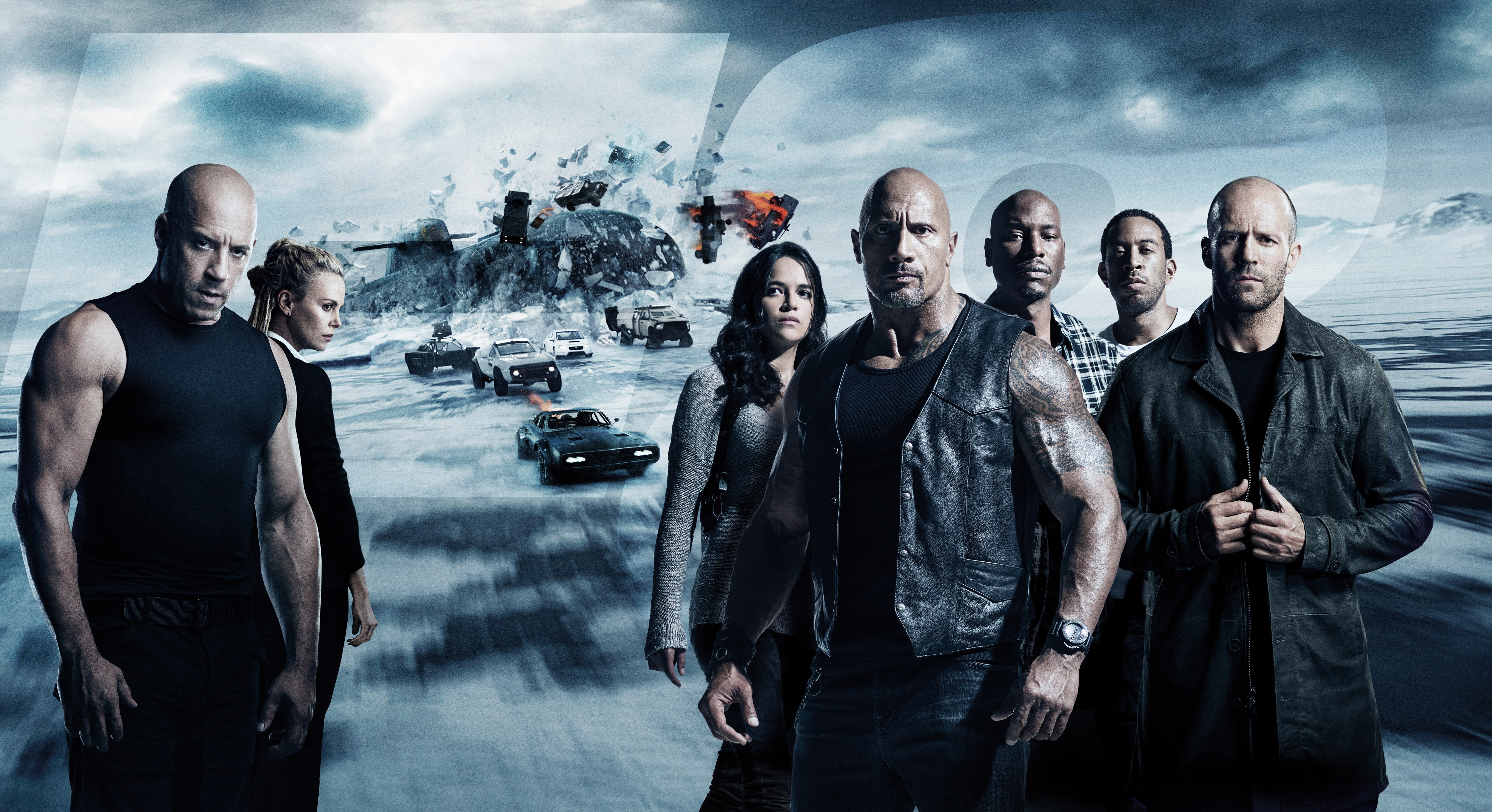 Charlize Theron Dwayne Johnson Jason Statham Ludacris Michelle Rodriguez The Fate Of The Furious Tyr 5000x2722