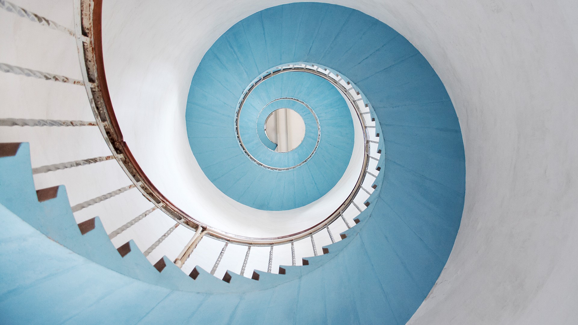 Architecture Stairs Blue Building Lyngvig Lighthouse Denmark 1920x1080