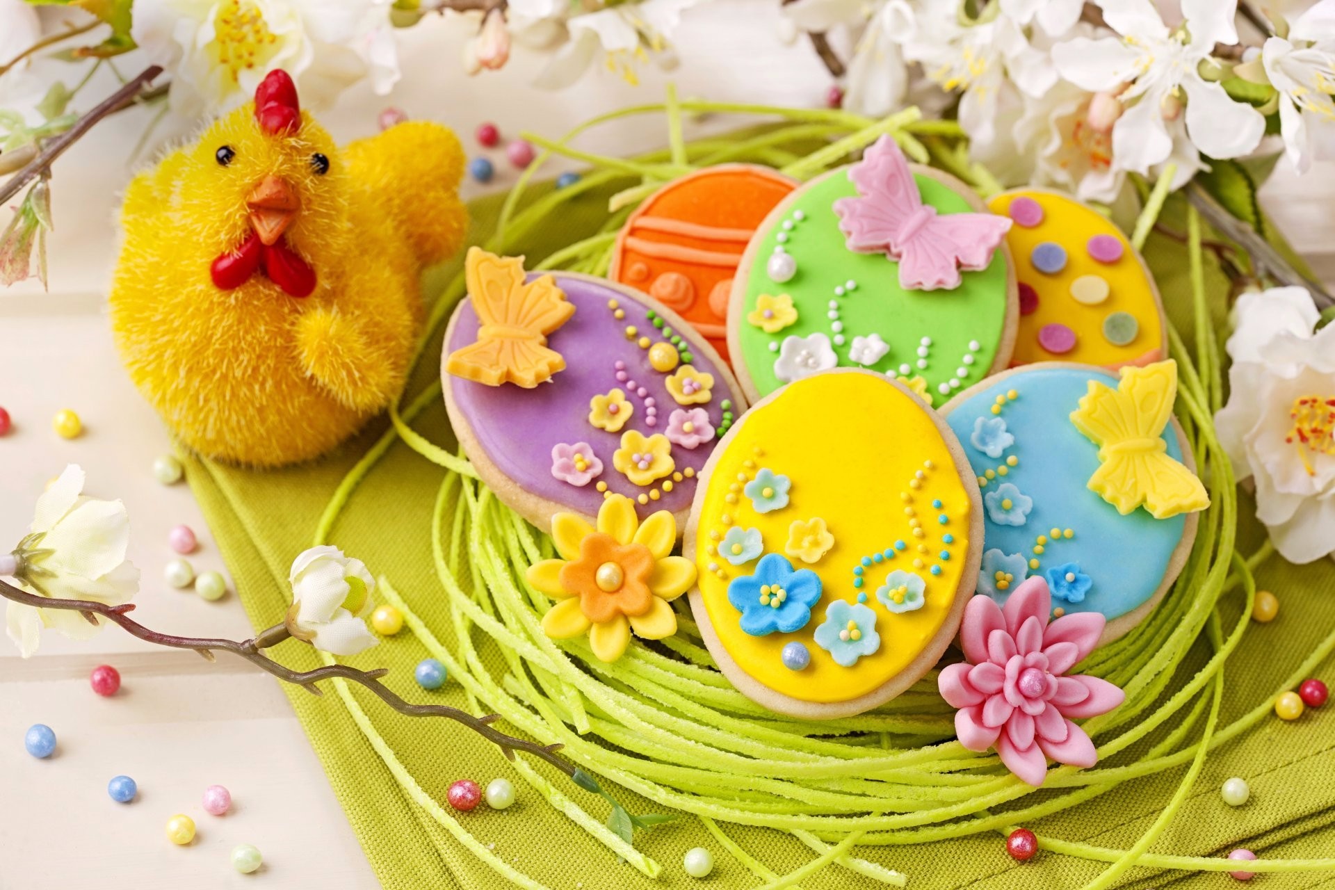 Blossom Chick Colorful Cookie Easter Holiday 1920x1280
